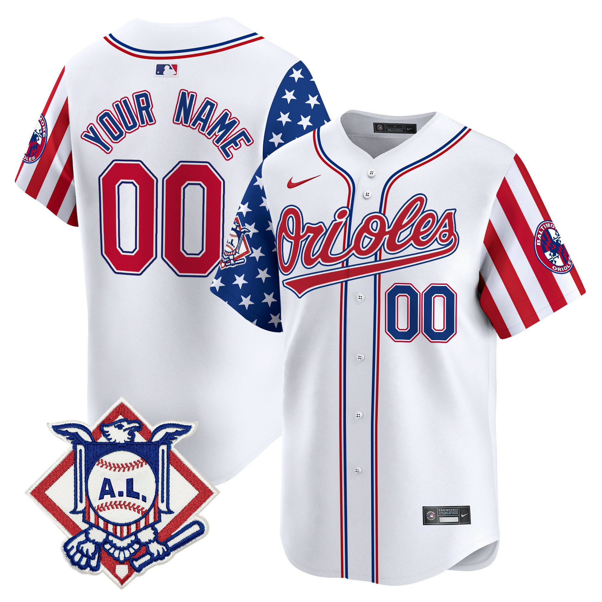 Men Baltimore Orioles 2024 Fourth of July Vapor Premier Limited Custom White Jersey - All Stitched