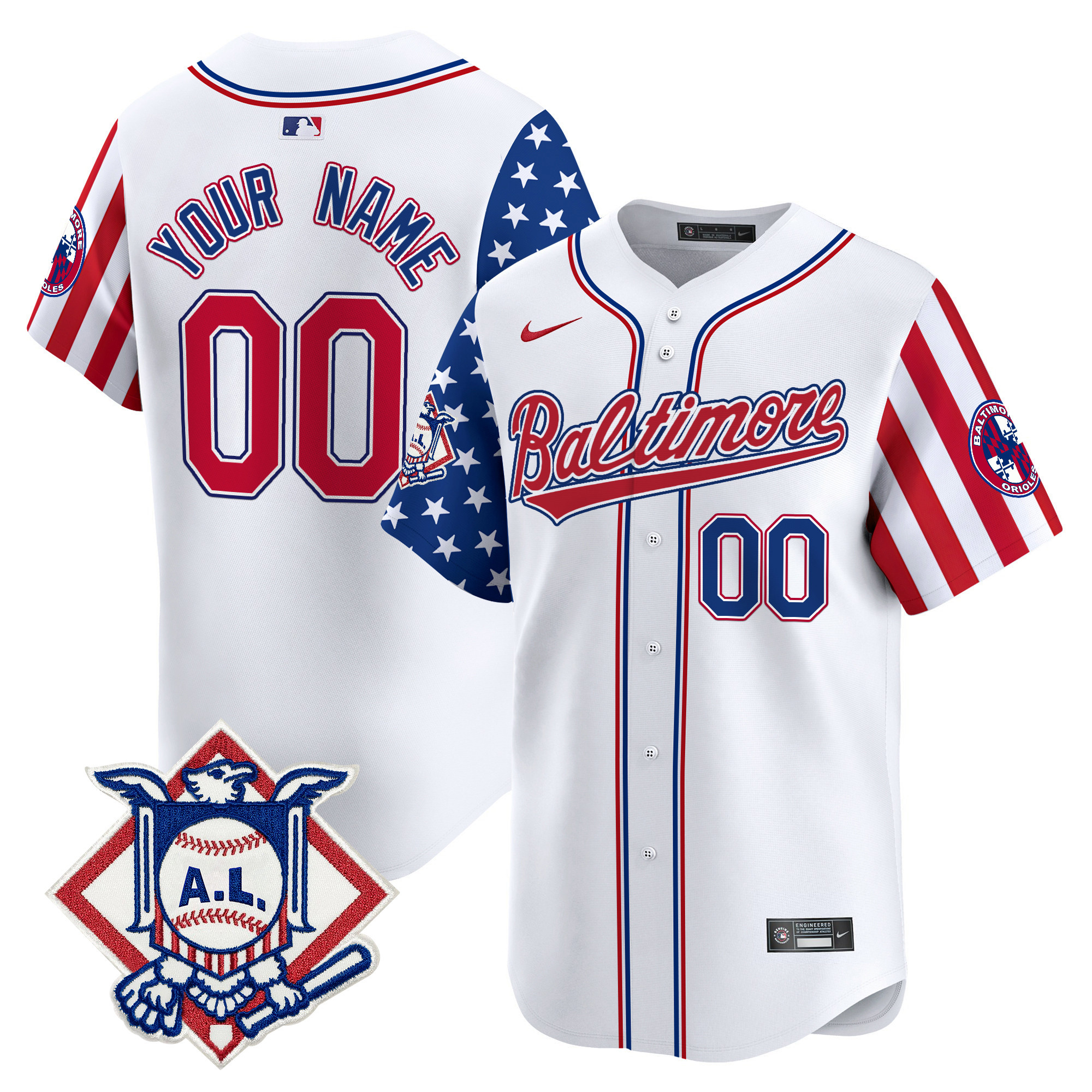 Men Baltimore Orioles 2024 Fourth of July Vapor Premier Limited Custom White Limited Jersey - All Stitched
