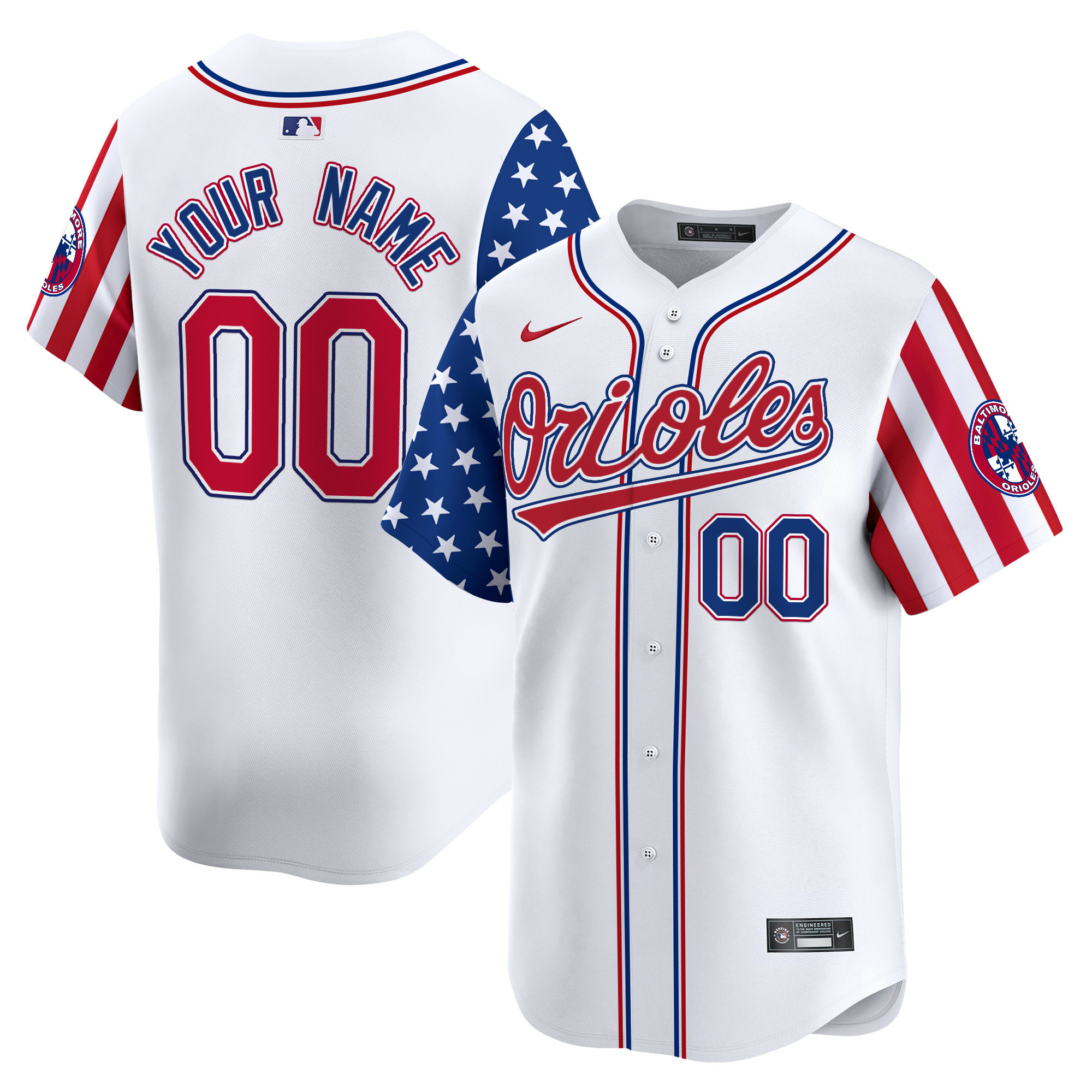 Men Baltimore Orioles 2024 Independence Day Vapor Premier Limited Custom White Jersey - All Stitched