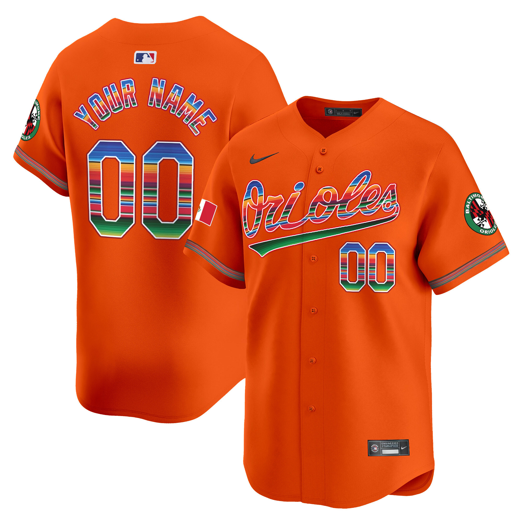 Men Baltimore Orioles Mexico Vapor Premier Limited Custom Orange Jersey - All Stitched