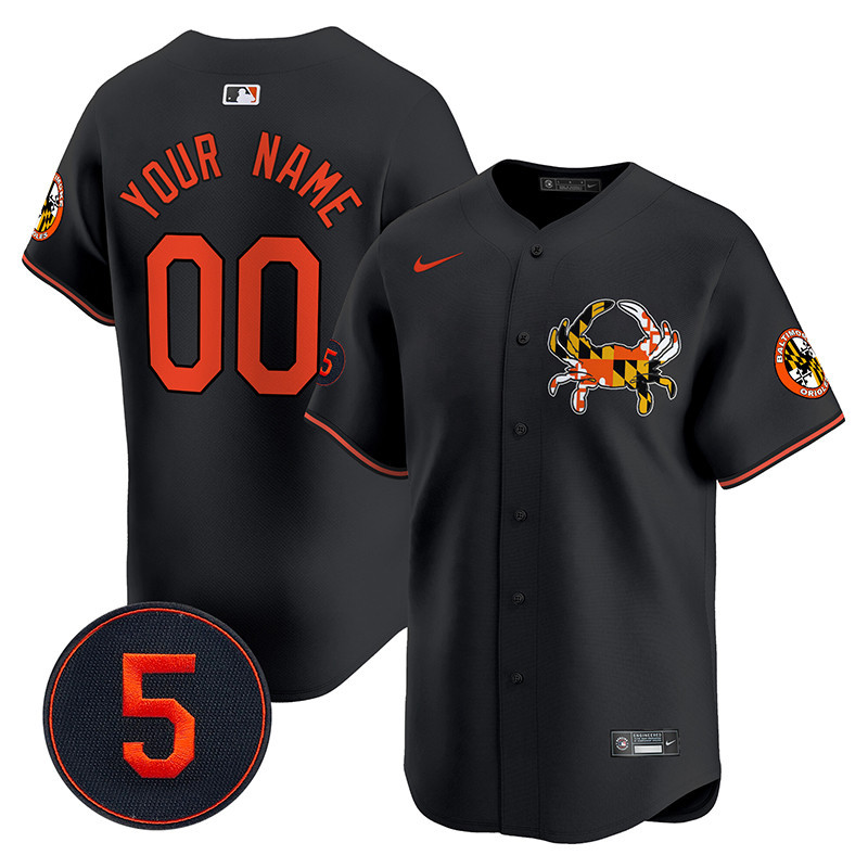 Men Baltimore Orioles Robinson Patch Vapor Premier Limited Custom Black Jersey V3 - All Stitched