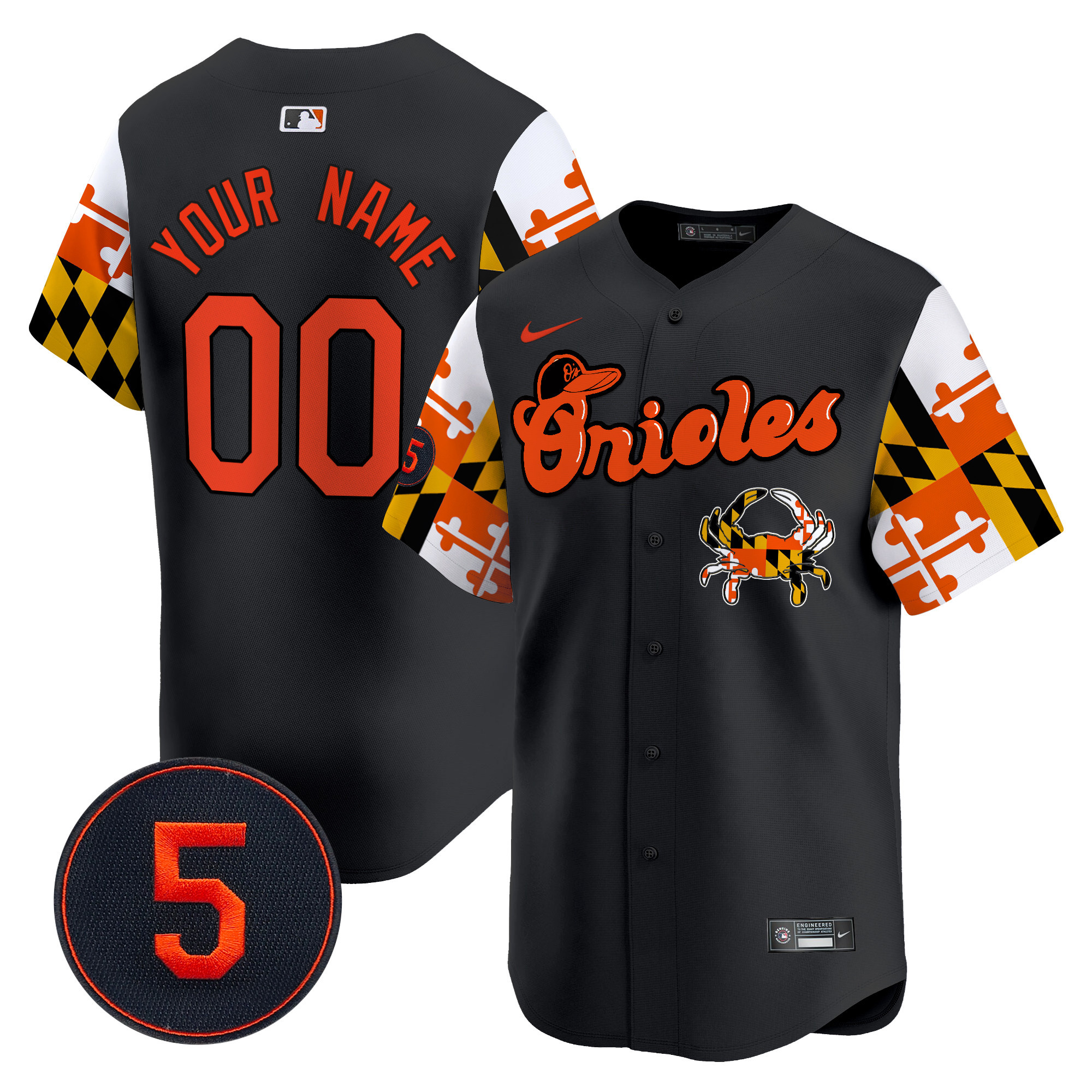 Men Baltimore Orioles Robinson Patch Vapor Premier Limited Custom Black Jersey V7 - All Stitched