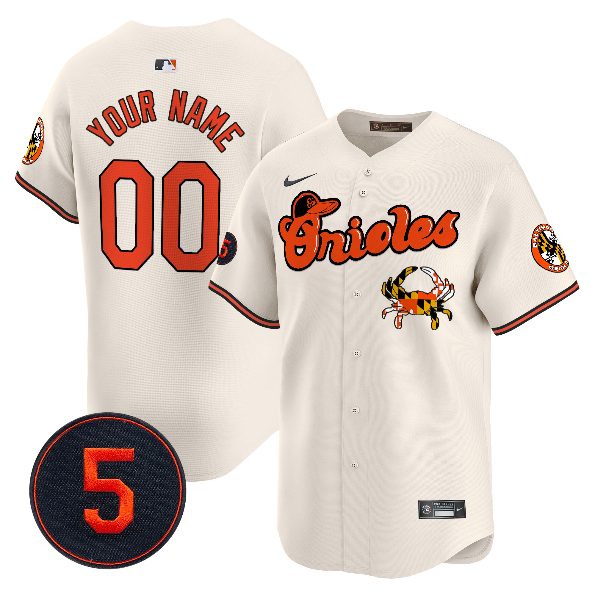 Men Baltimore Orioles Robinson Patch Vapor Premier Limited Custom Cream Jersey V6 - All Stitched