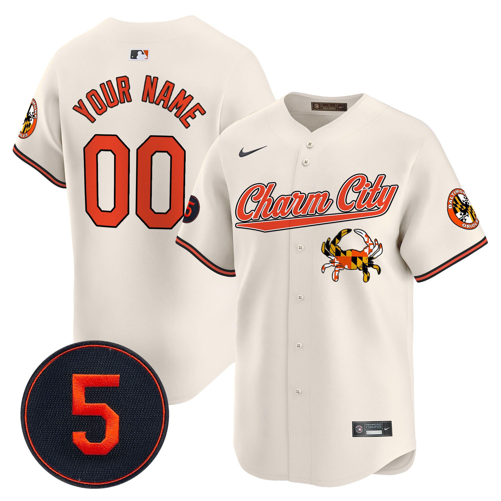 Men Baltimore Orioles Robinson Patch Vapor Premier Limited Custom Cream Jersey V8 - Stitched