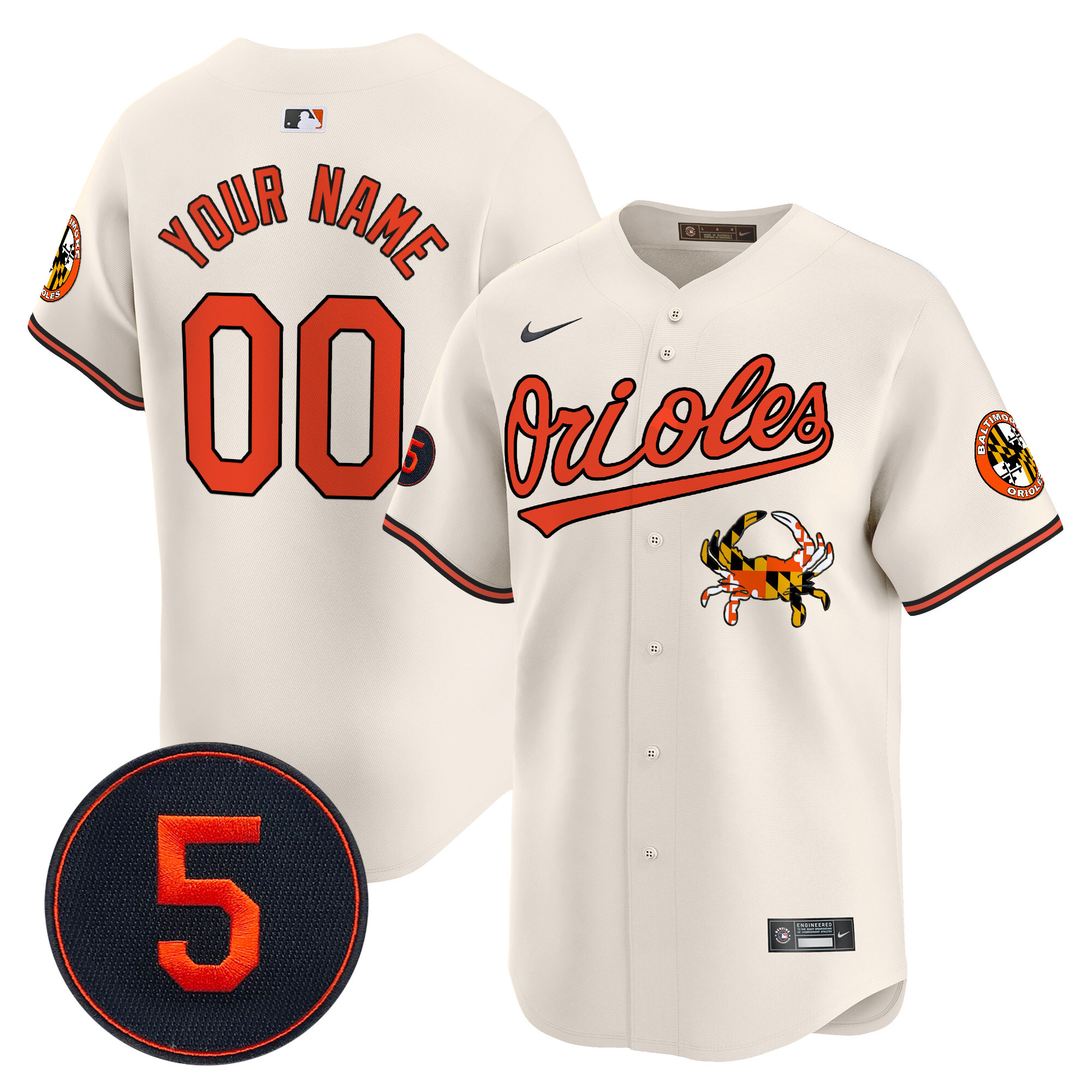 Men Baltimore Orioles Robinson Patch Vapor Premier Limited Custom Cream Jersey V9 - All Stitched