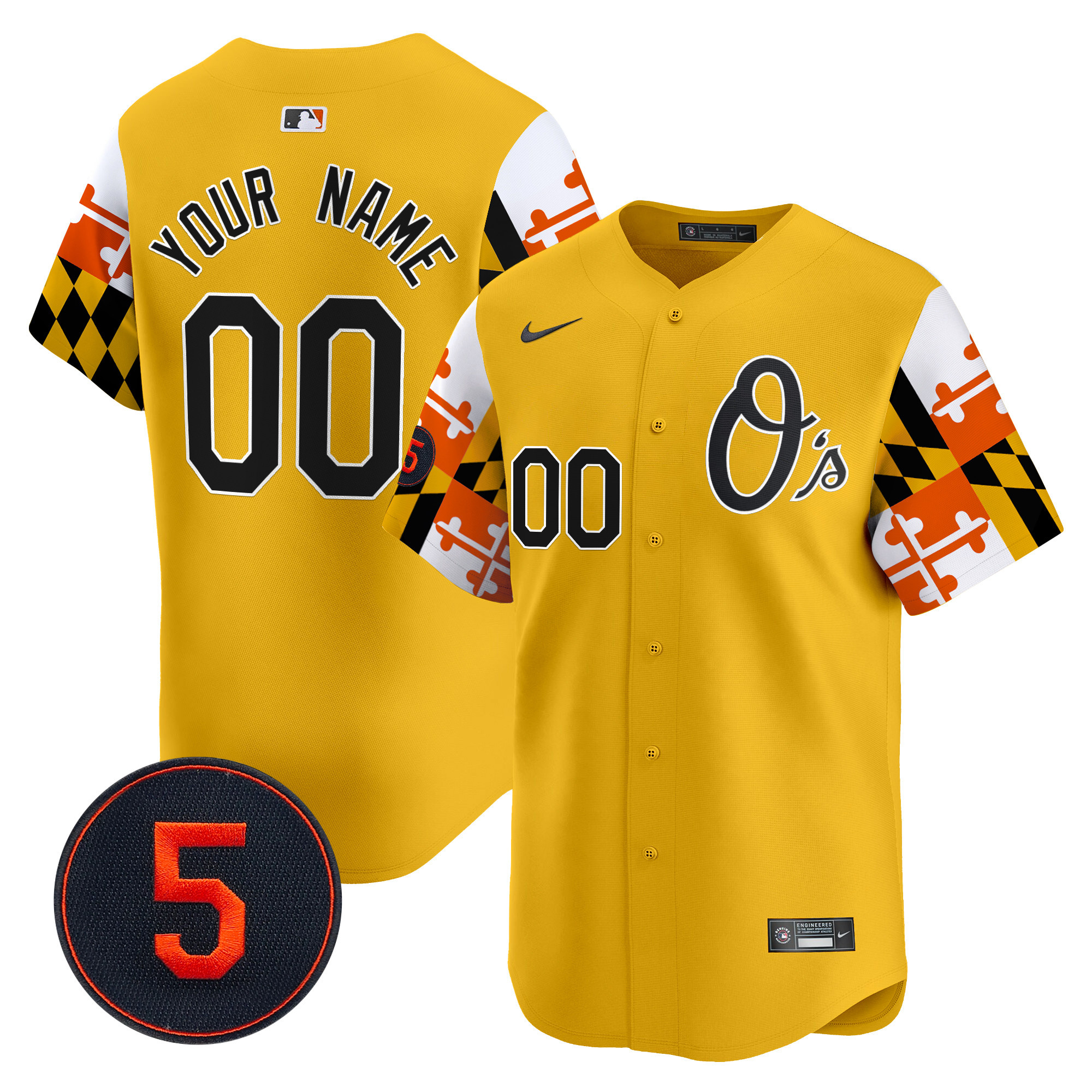 Men Baltimore Orioles Robinson Patch Vapor Premier Limited Custom Gold Jersey V5 - All Stitched