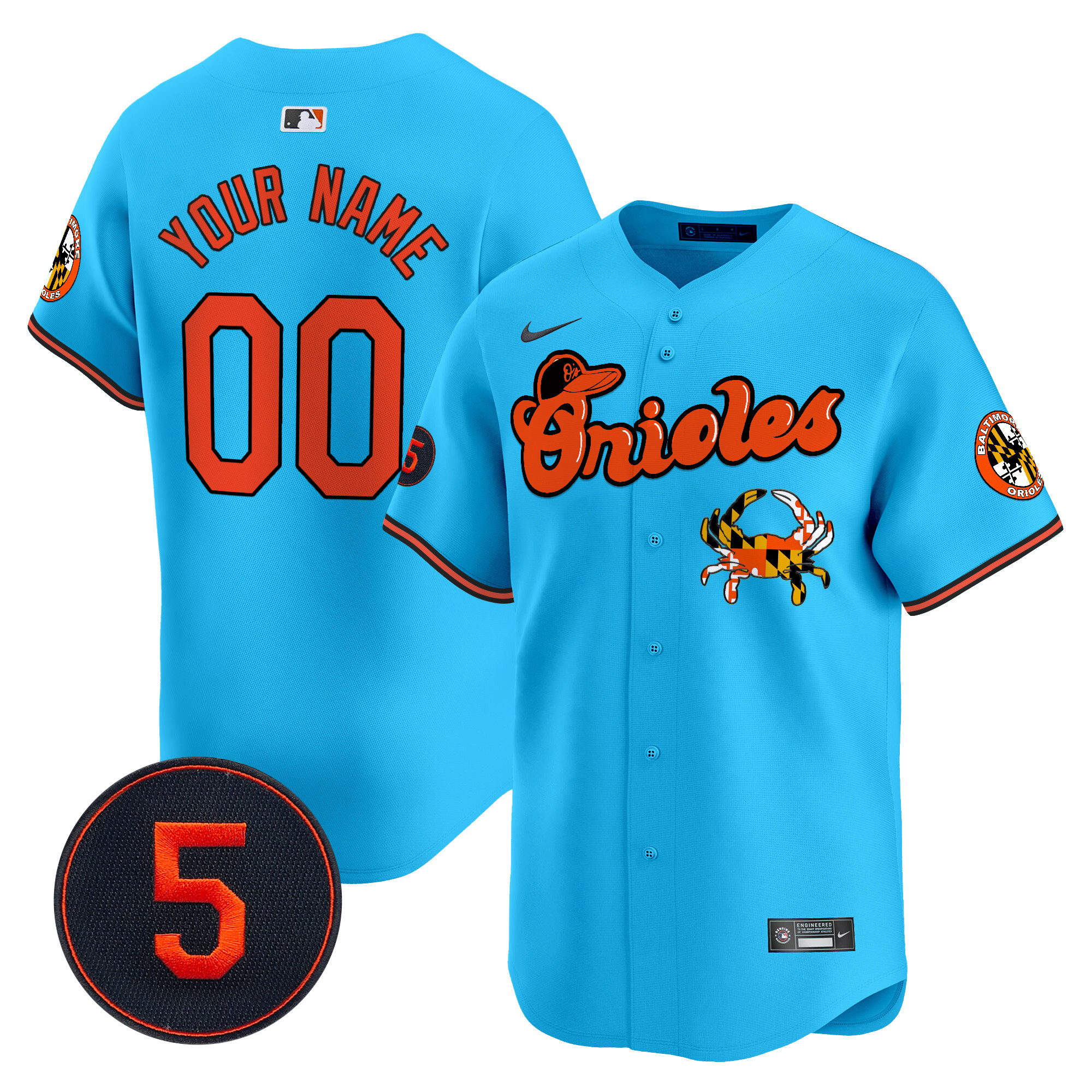 Men Baltimore Orioles Robinson Patch Vapor Premier Limited Custom Light Blue Jersey V6 - All Stitched