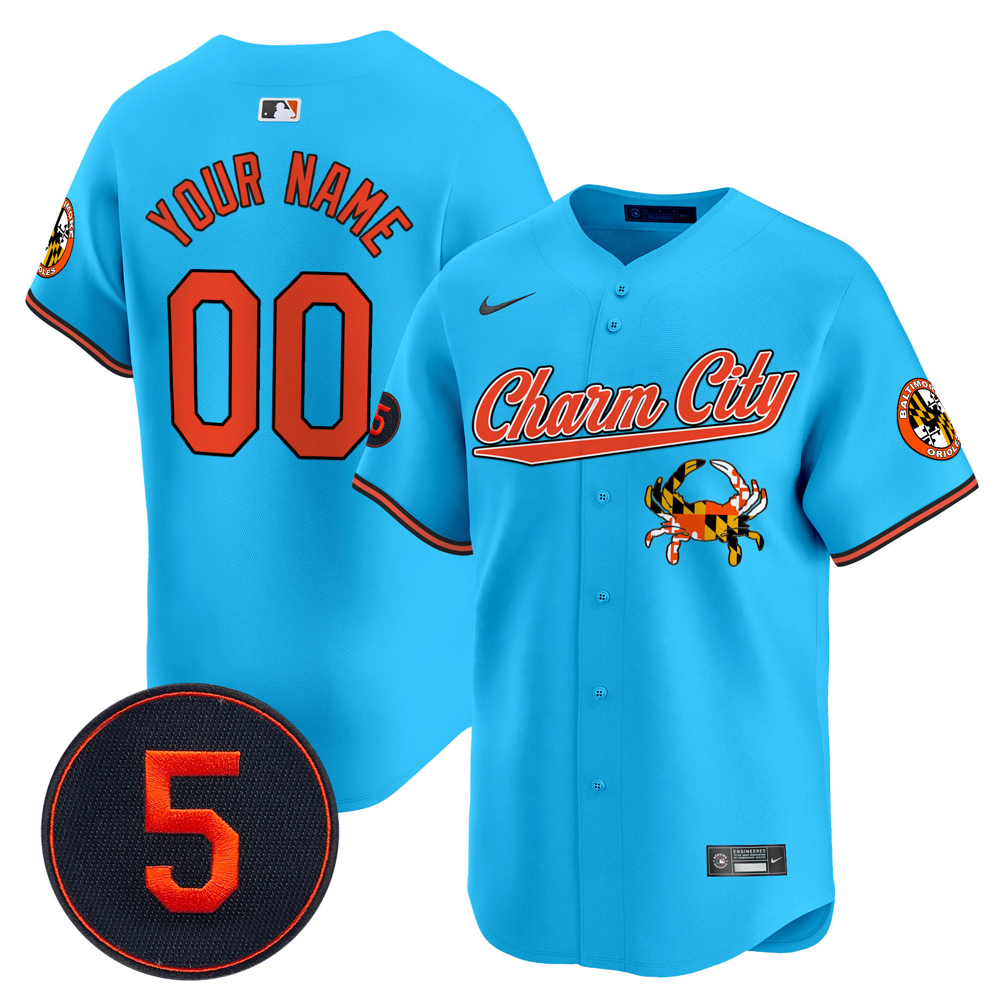 Men Baltimore Orioles Robinson Patch Vapor Premier Limited Custom Light Blue Jersey V8 - Stitched