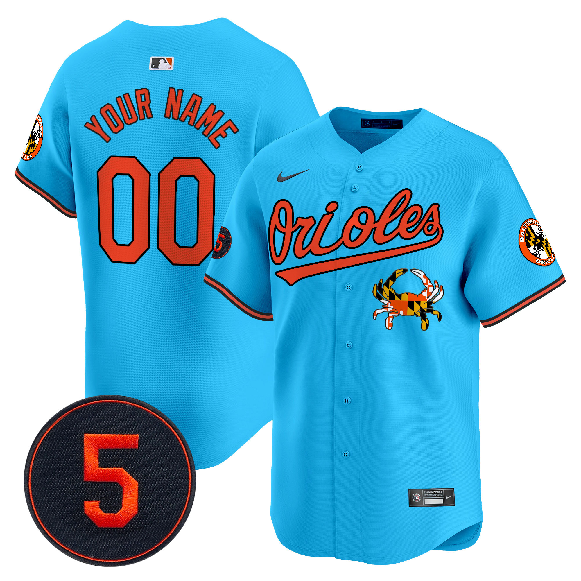 Men Baltimore Orioles Robinson Patch Vapor Premier Limited Custom Light Blue Jersey V9 - All Stitched