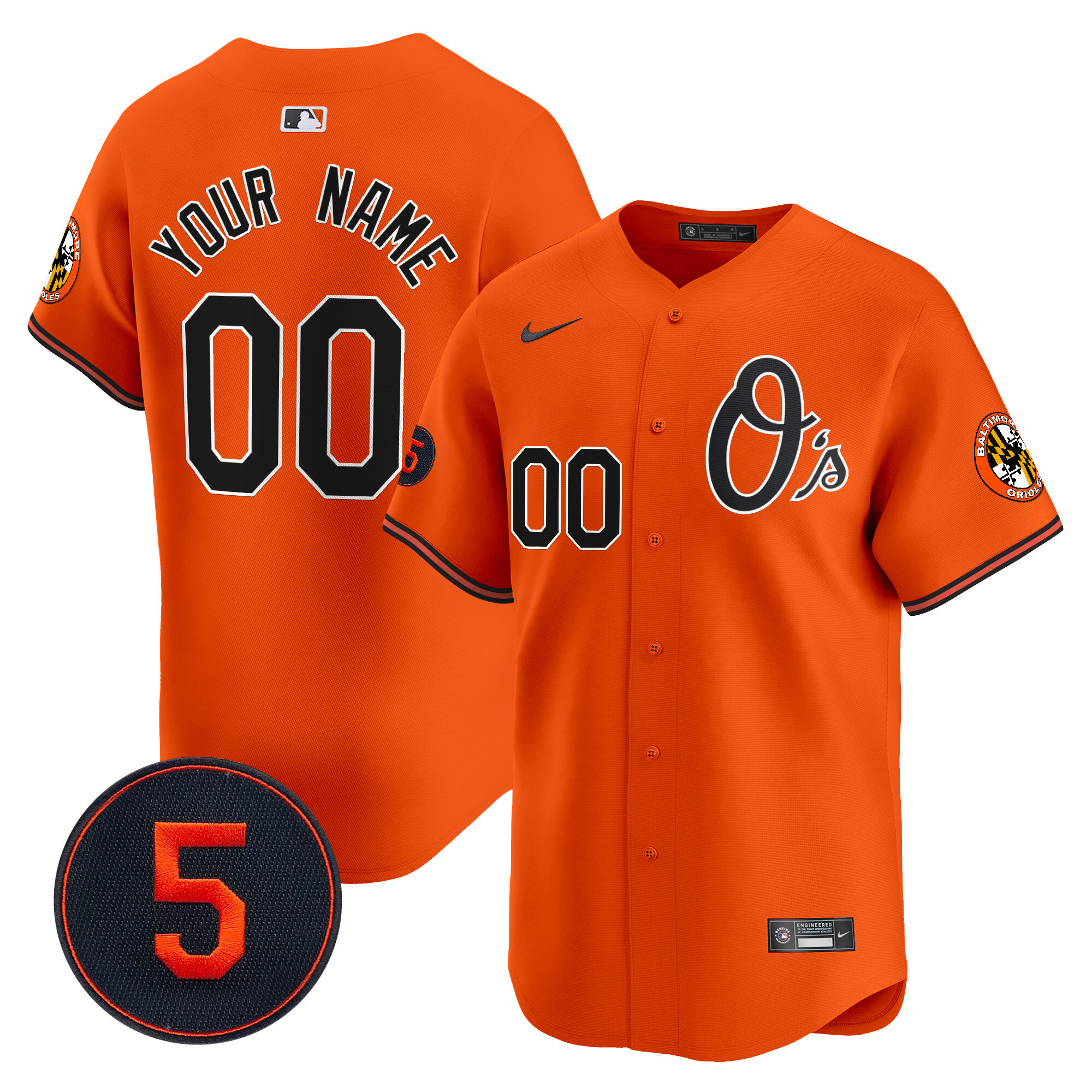 Men Baltimore Orioles Robinson Patch Vapor Premier Limited Custom Orange Jersey V4 - All Stitched