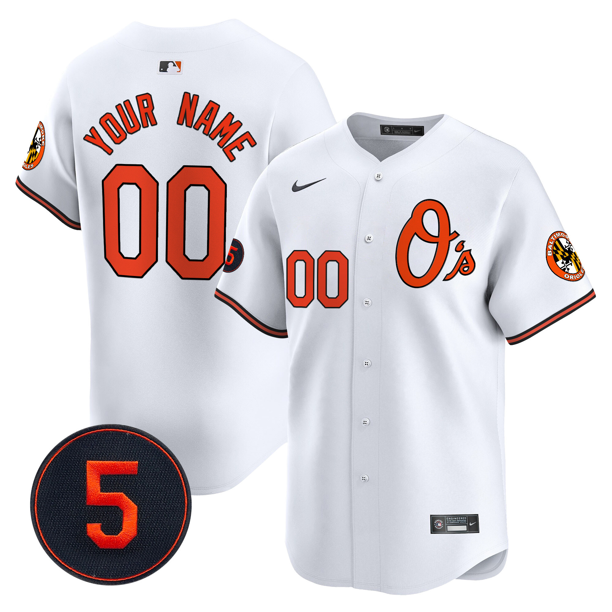 Men Baltimore Orioles Robinson Patch Vapor Premier Limited Custom White Jersey V4 - All Stitched