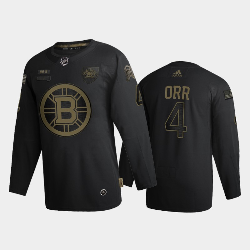 Men Boston Bruins Bobby Orr #4 2020 Veterans Day Black Jersey