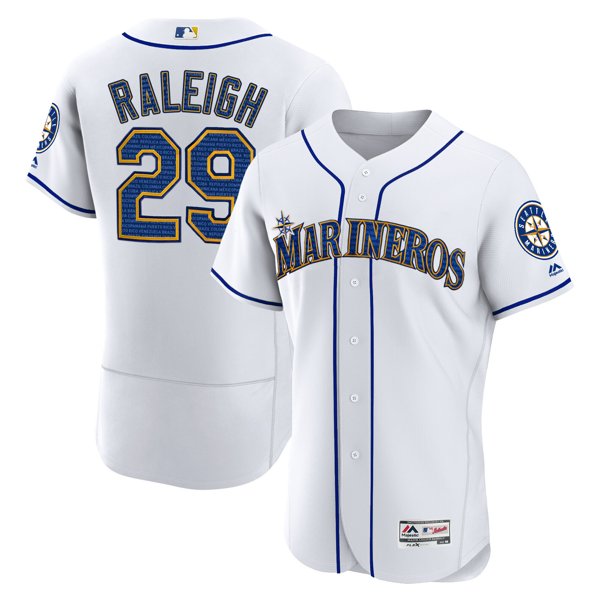 Men Cal Raleigh Seattle Marineros Hispanic Heritage Houston Astros Jersey - All Stitched