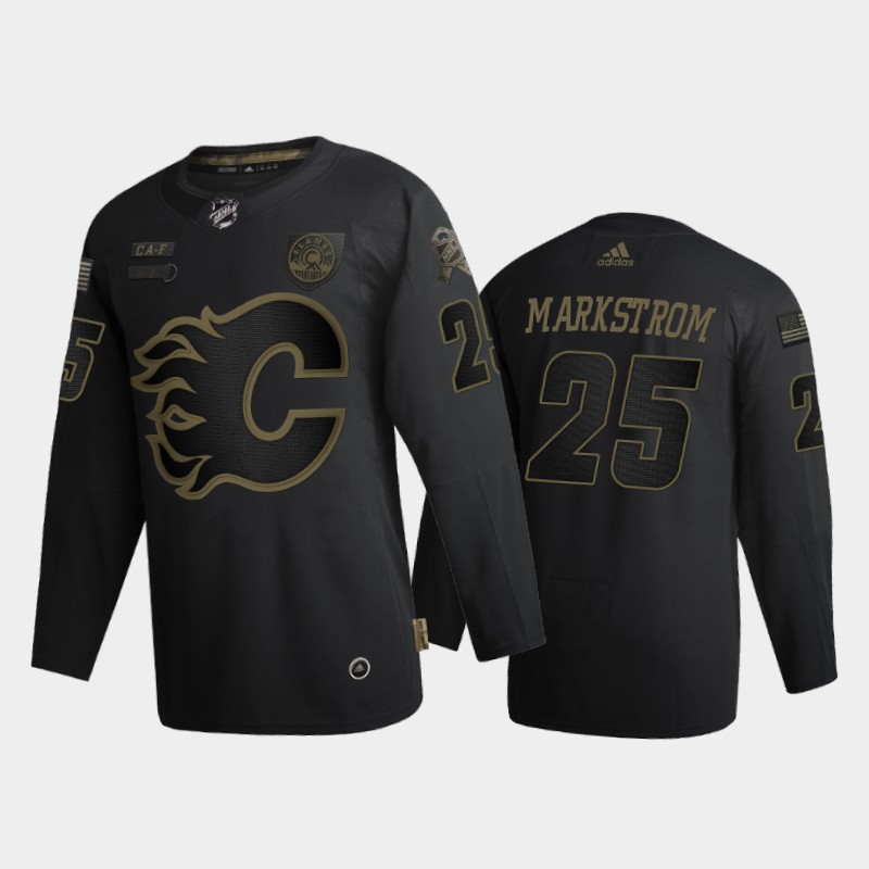 Men Calgary Flames Jacob Markstrom #25 2020 Veterans Day Black Jersey
