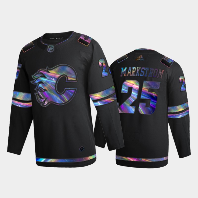 Men Calgary Flames Jacob Markstrom #25 Iridescent Holographic Black Jersey