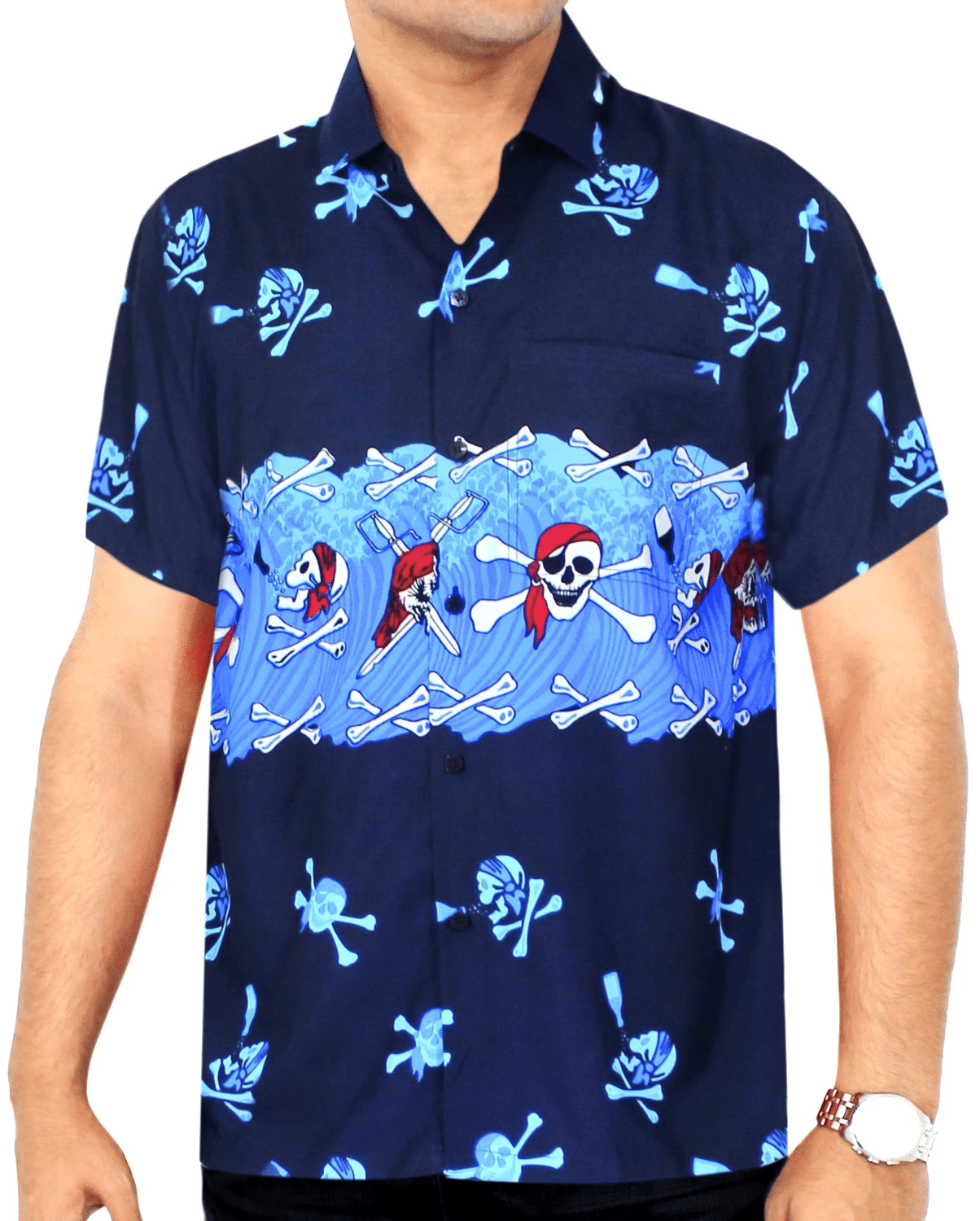 Men Casual Beach Pirates Hawaiian Shirt
