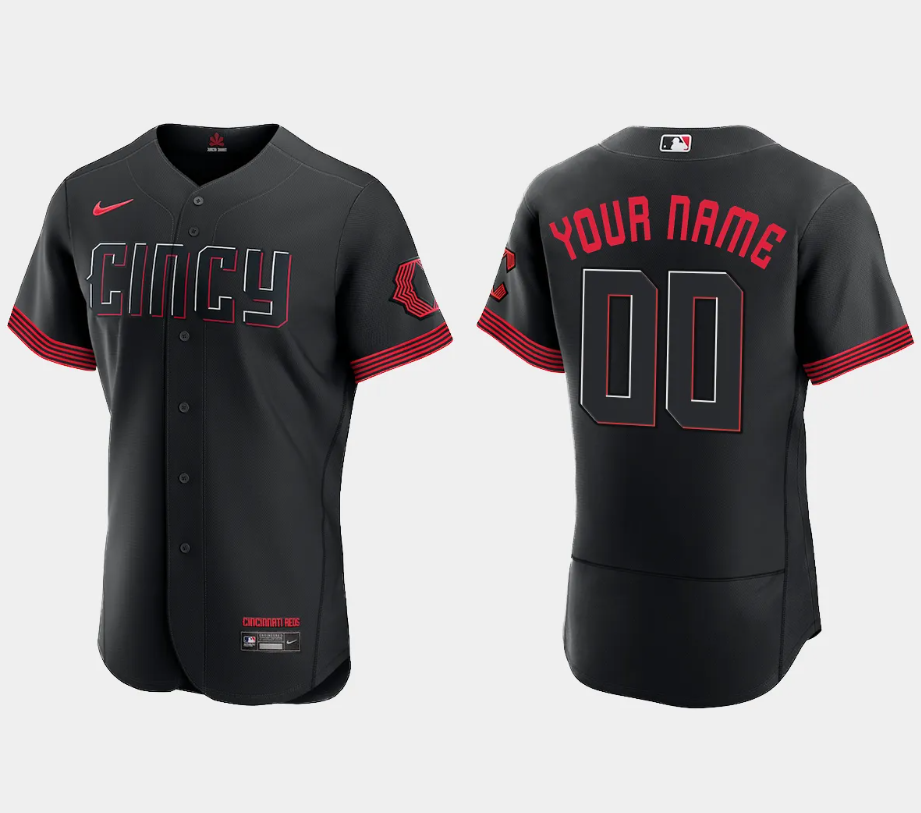 Men Cincinnati Reds Custom 2023 City Connect Jersey – Black