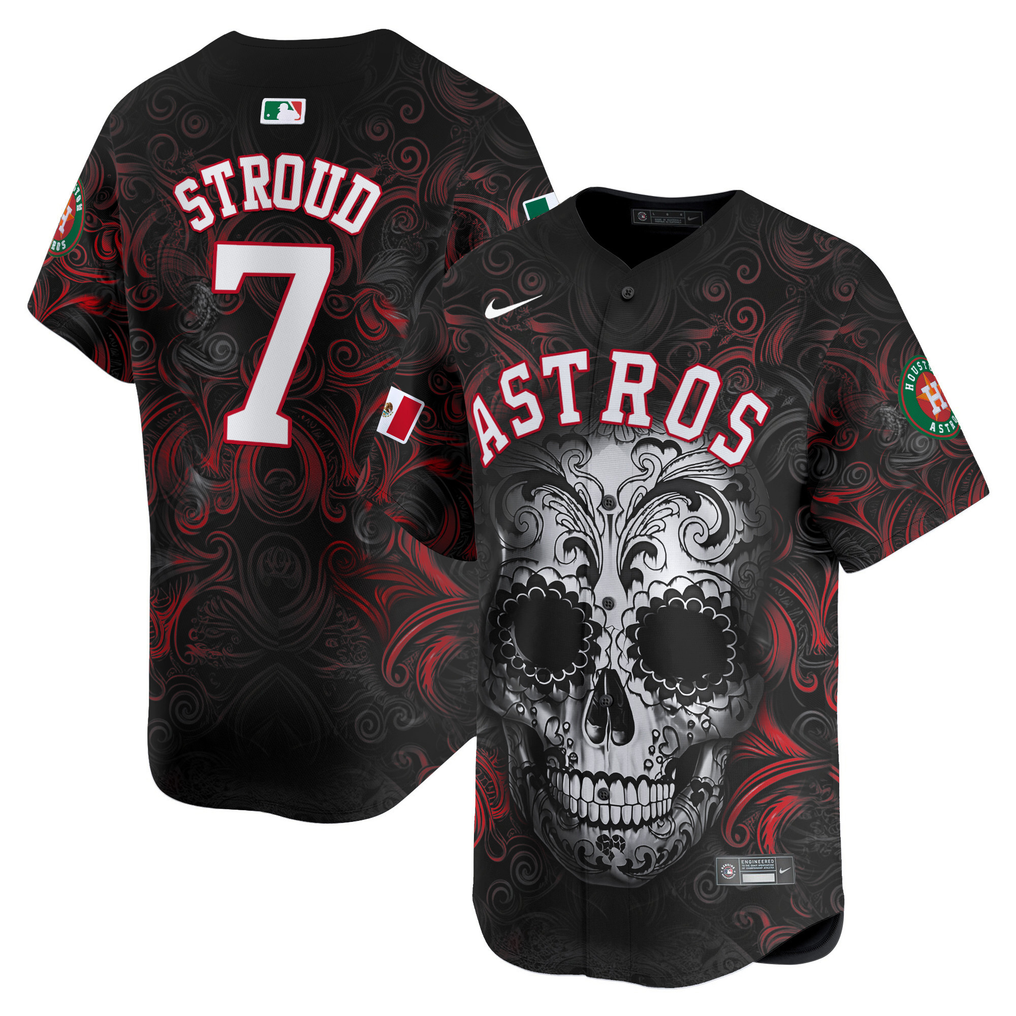 Men CJ Stroud Houston Astros Mexico Dia de los Muertos Vapor Premier Limited Jersey - Printed