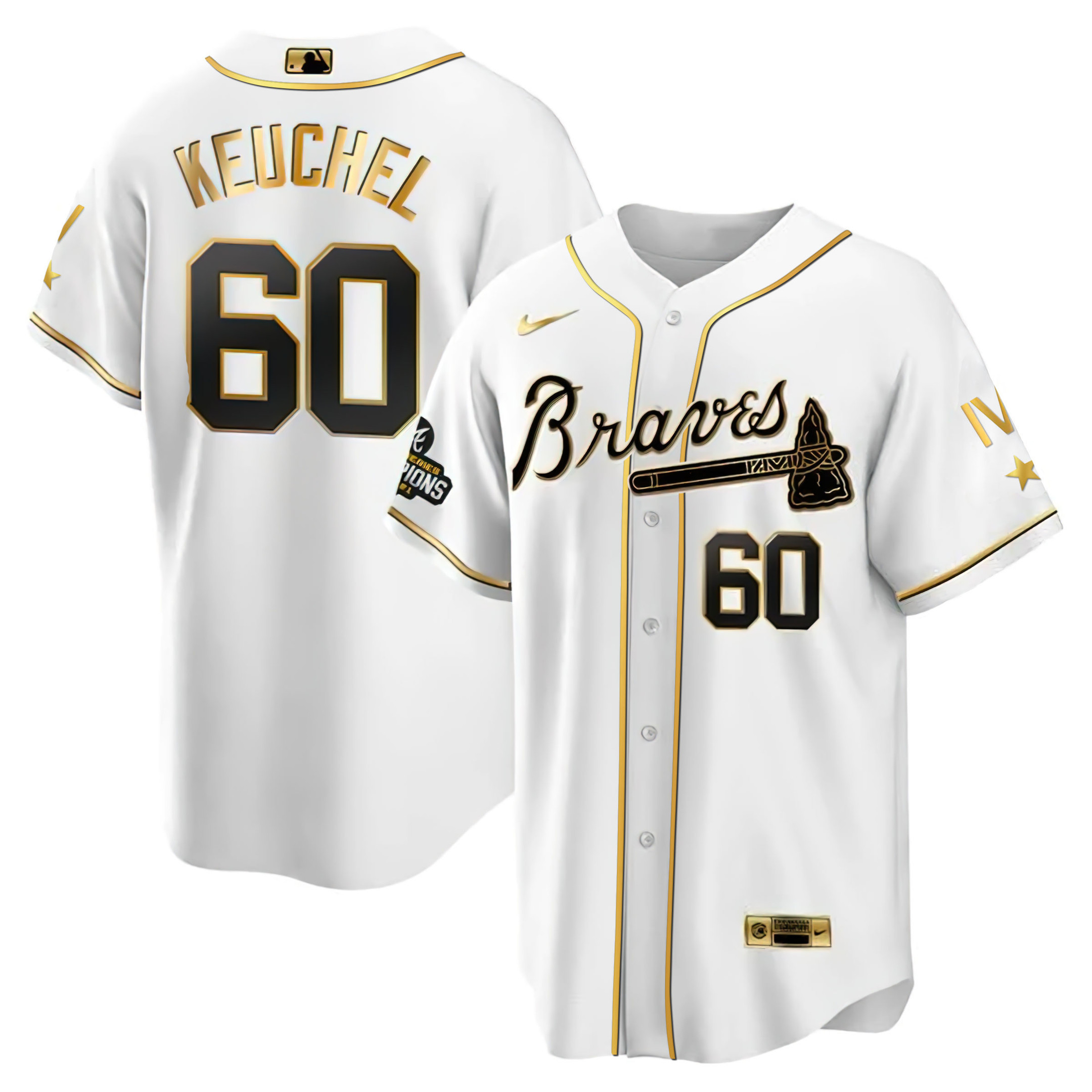 Men Dallas Keuchel Atlanta Braves 4x World Series White Gold Jersey Collection - All Stitched
