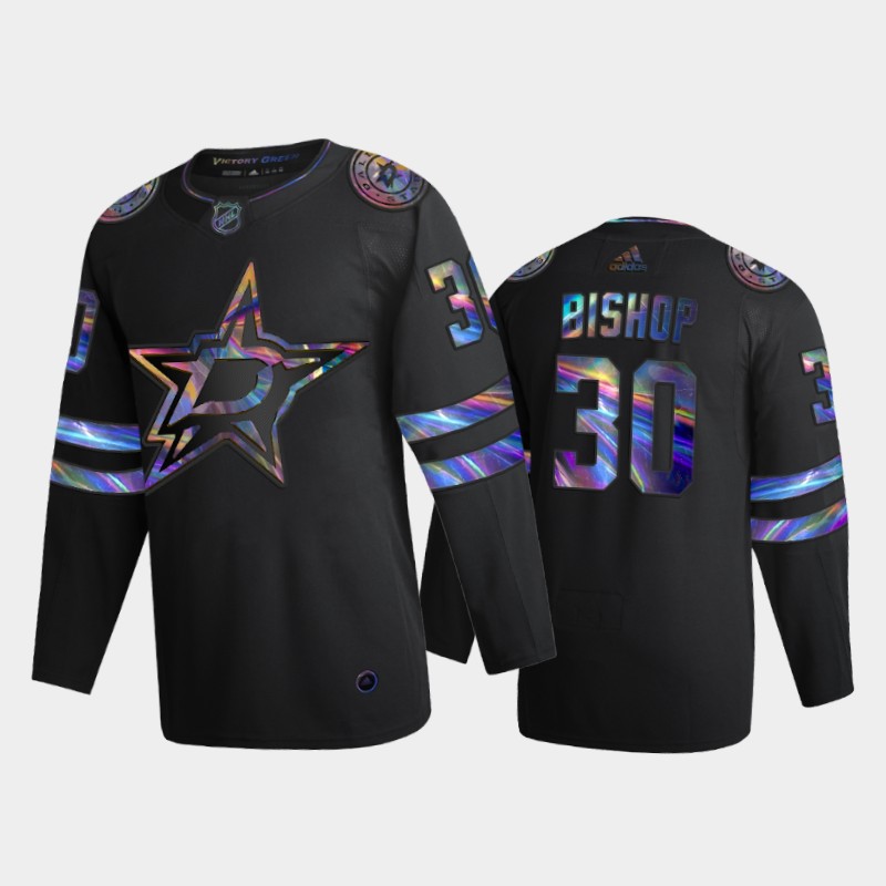 Men Dallas Stars Ben Bishop #30 Iridescent Holographic Black Jersey