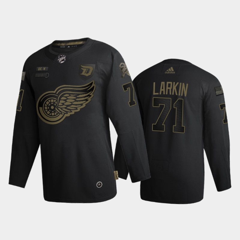Men Detroit Red Wings Dylan Larkin #71 2020 Veterans Day Black Jersey