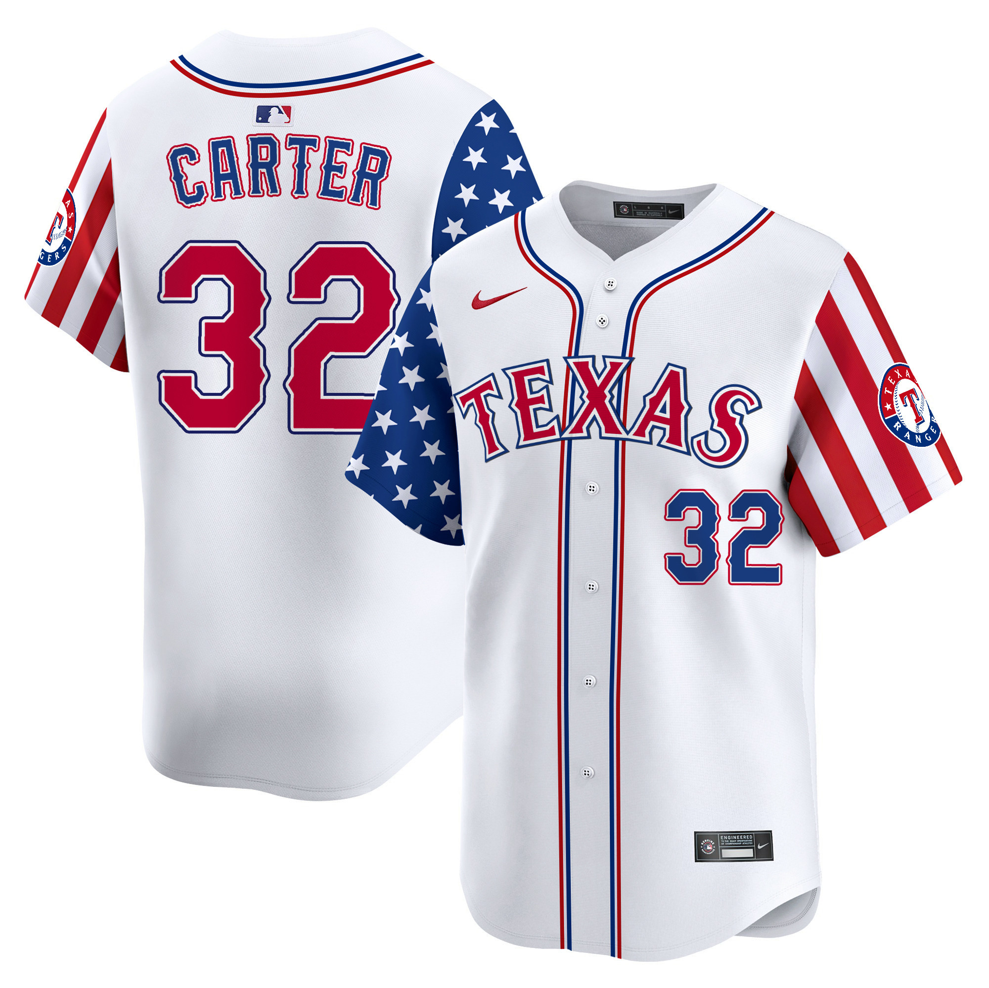 Men Evan Carter Texas Rangers 2024 Independence Day Vapor Premier Limited Jersey V2 - All Stitched