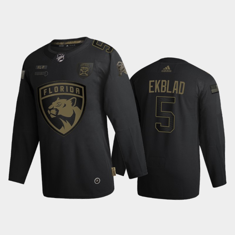 Men Florida Panthers Aaron Ekblad #5 2020 Veterans Day Black Jersey