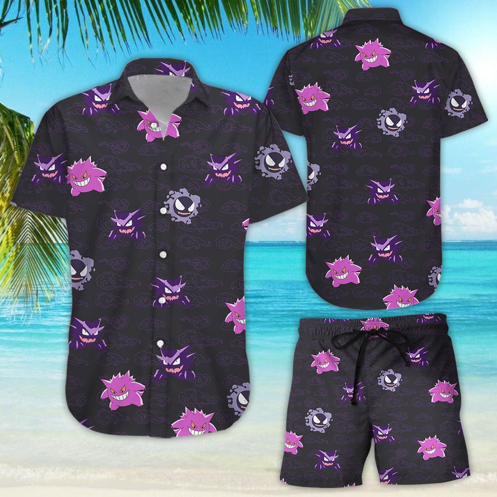 Men Gengar Pokemon Pattern Hawaiian Shirt