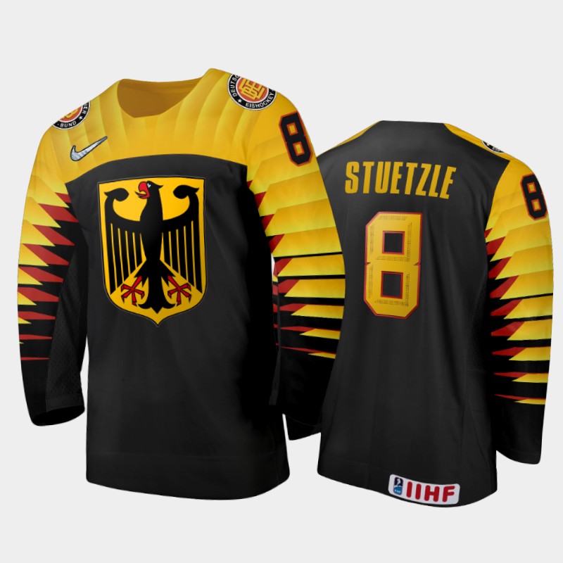 Men Germany 2021 IIHF World Junior Championship Tim Stuetzle #8 Home Black Jersey