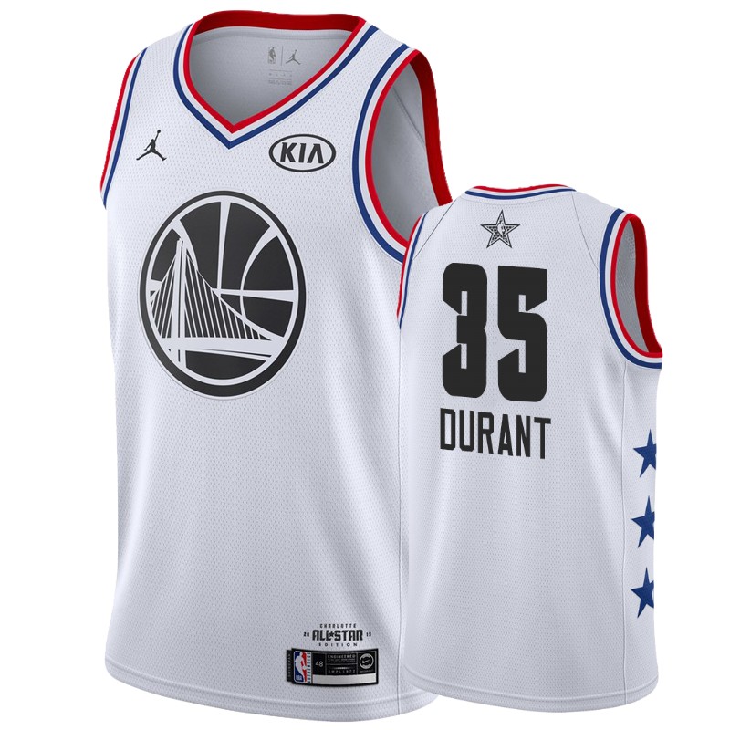 Men Golden State Warriors #35 Kevin Durant 2019 All-Star Game Finished Jersey - White