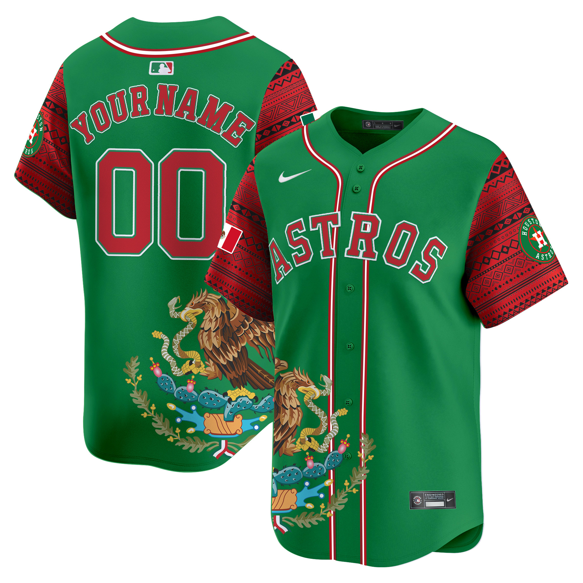 Men Houston Astros Aztec Mexico Vapor Premier Limited Custom Green Jersey - Printed