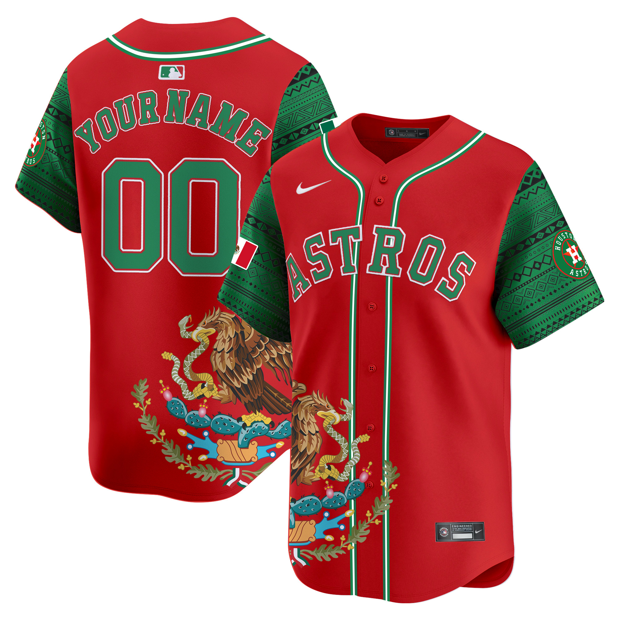 Men Houston Astros Aztec Mexico Vapor Premier Limited Custom Red Jersey - Printed