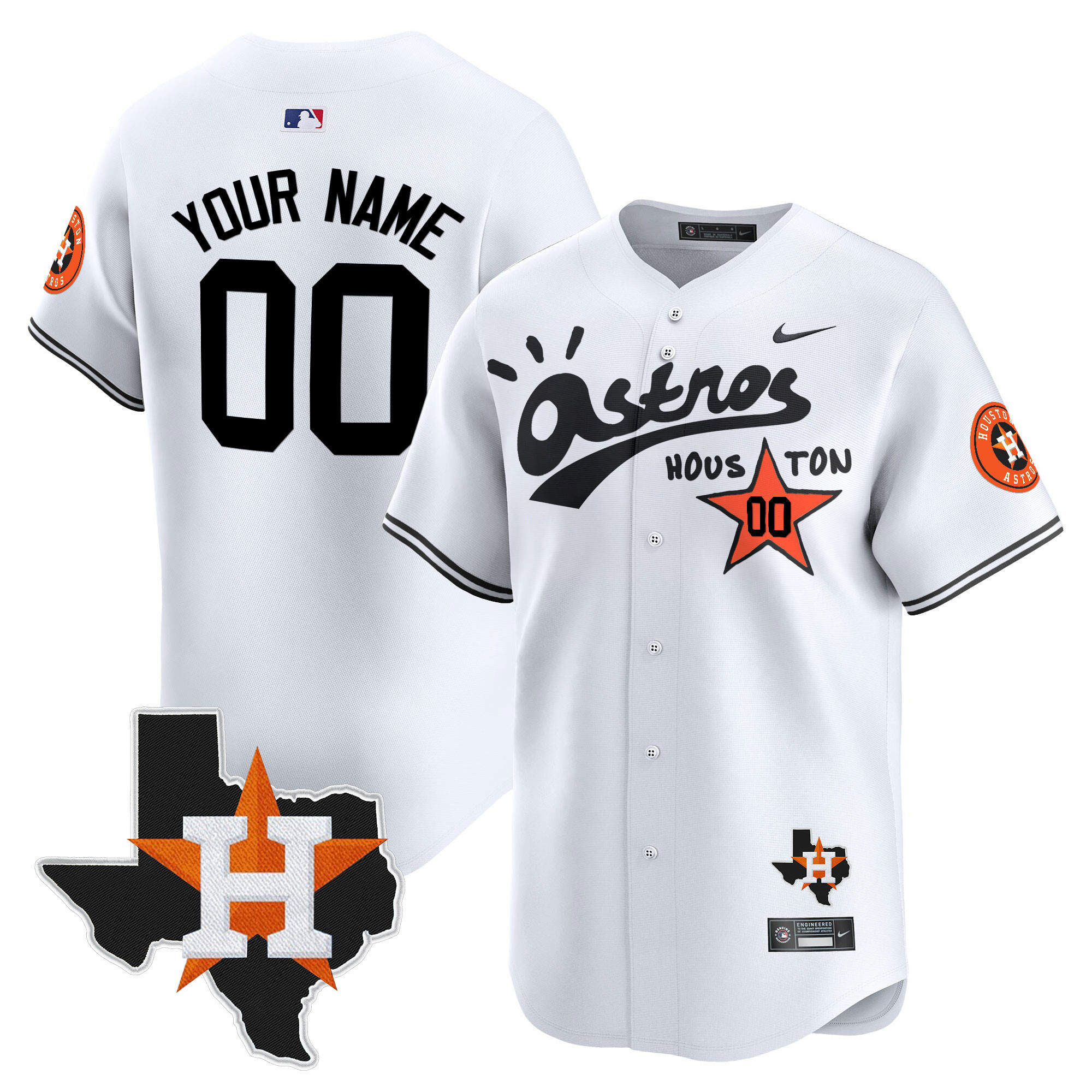 Men Houston Astros Cactus Jack Style Vapor Premier Limited Custom White Jersey - Stitched