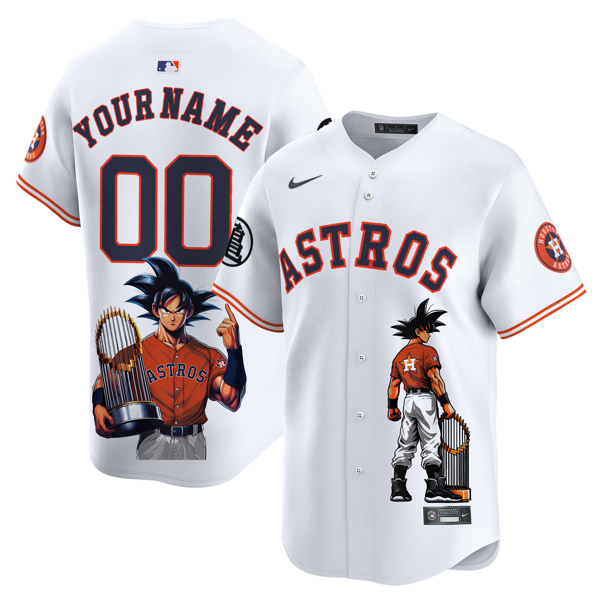 Men Houston Astros Dragon Ball Son Goku Vapor Premier Limited Custom White Jersey - Printed