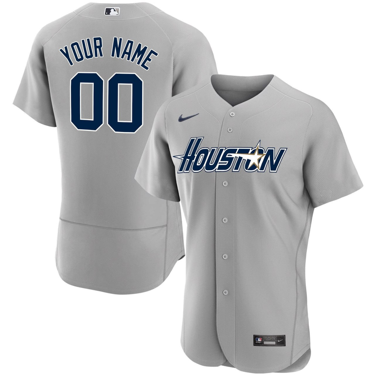 Men Houston Astros Gray Special Custom Flex Base Jersey - All Stitched