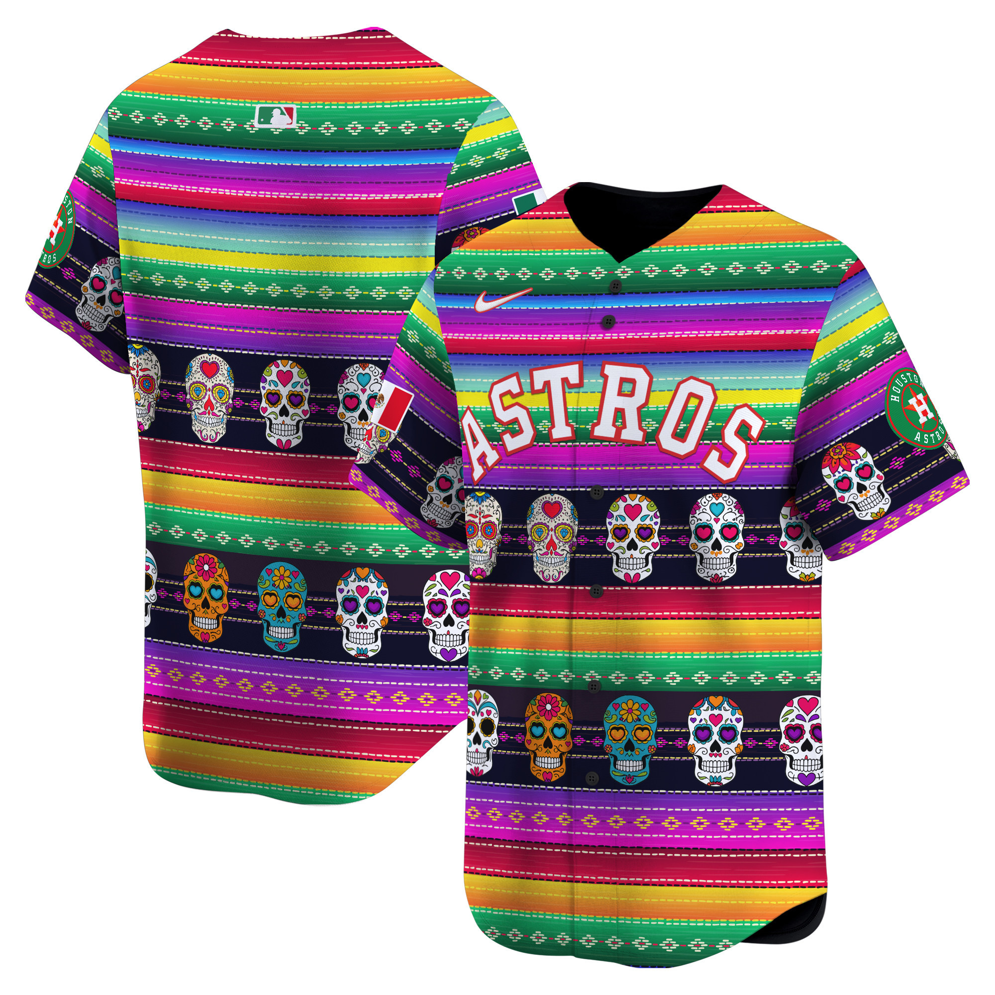 Men Houston Astros Mexican Serape Sugar Skull Vapor Premier Limited Jersey - Printed