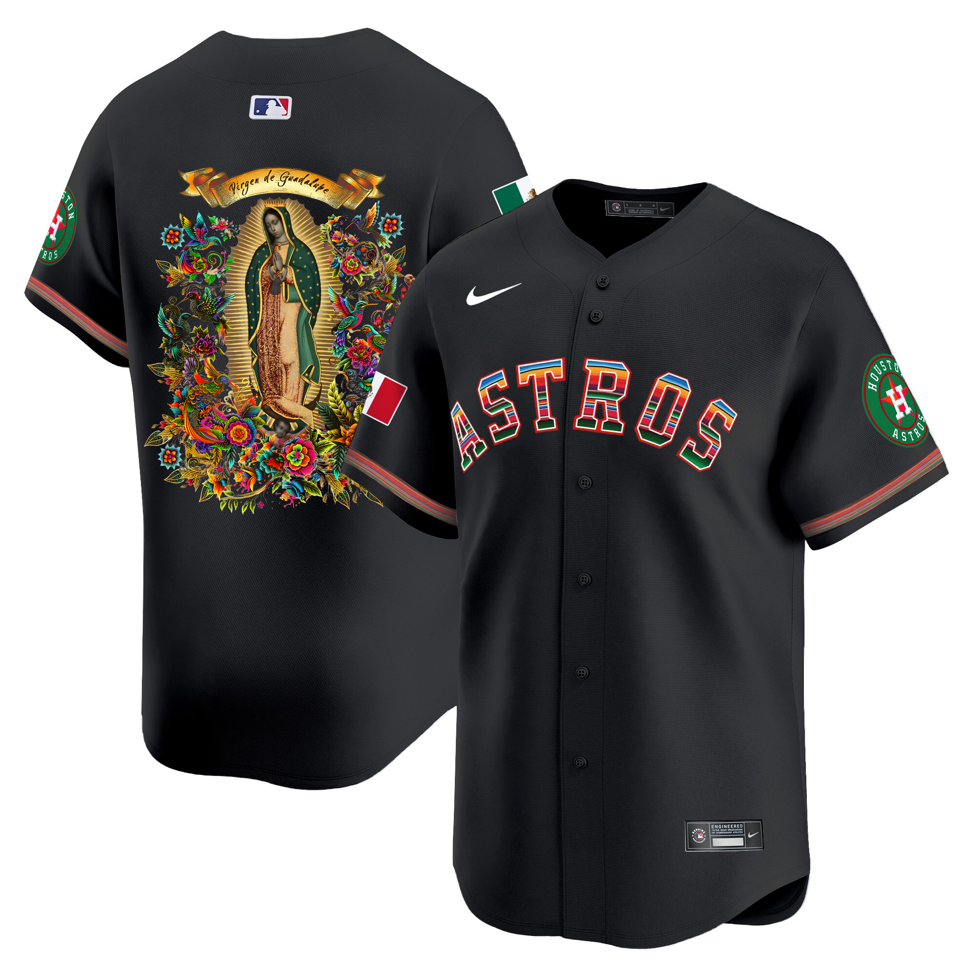 Men Houston Astros Mexico Guadalupe Vapor Premier Limited Black Jersey - Printed
