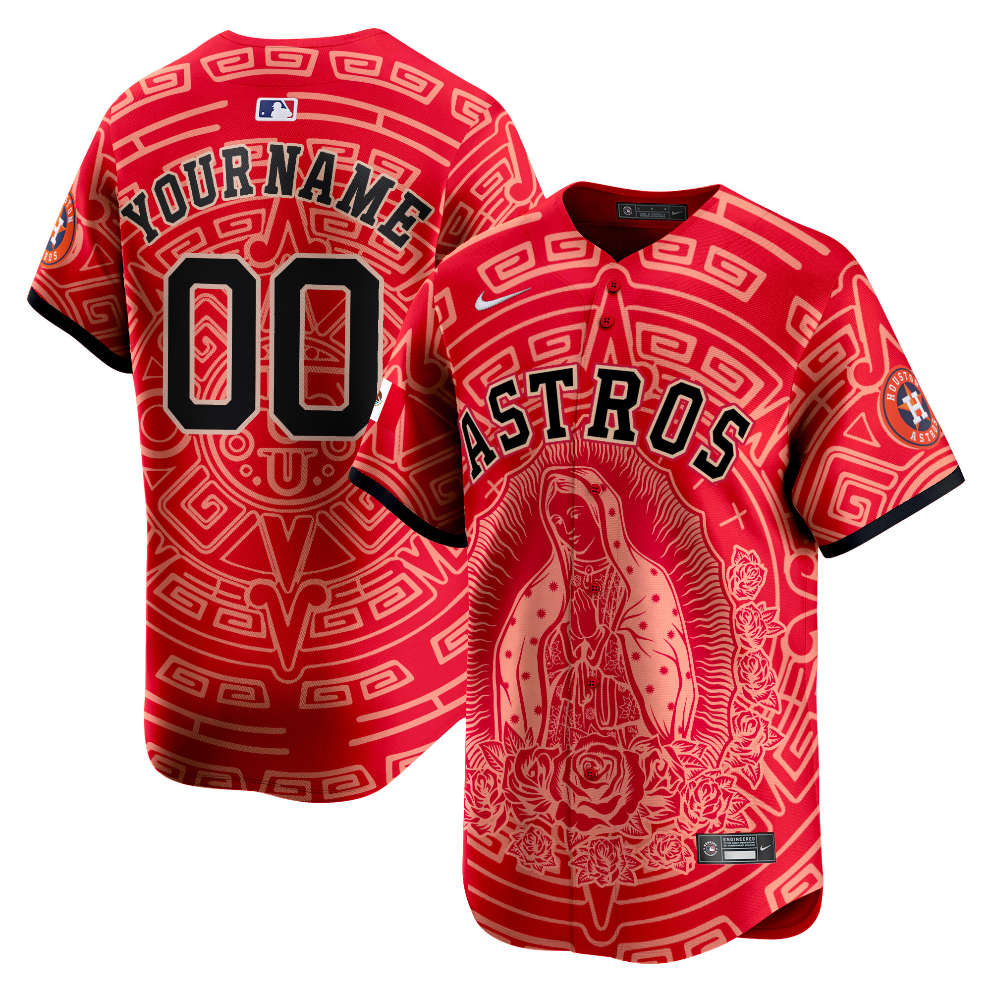 Men Houston Astros Mexico Guadalupe Vapor Premier Limited Custom Red Jersey - Printed