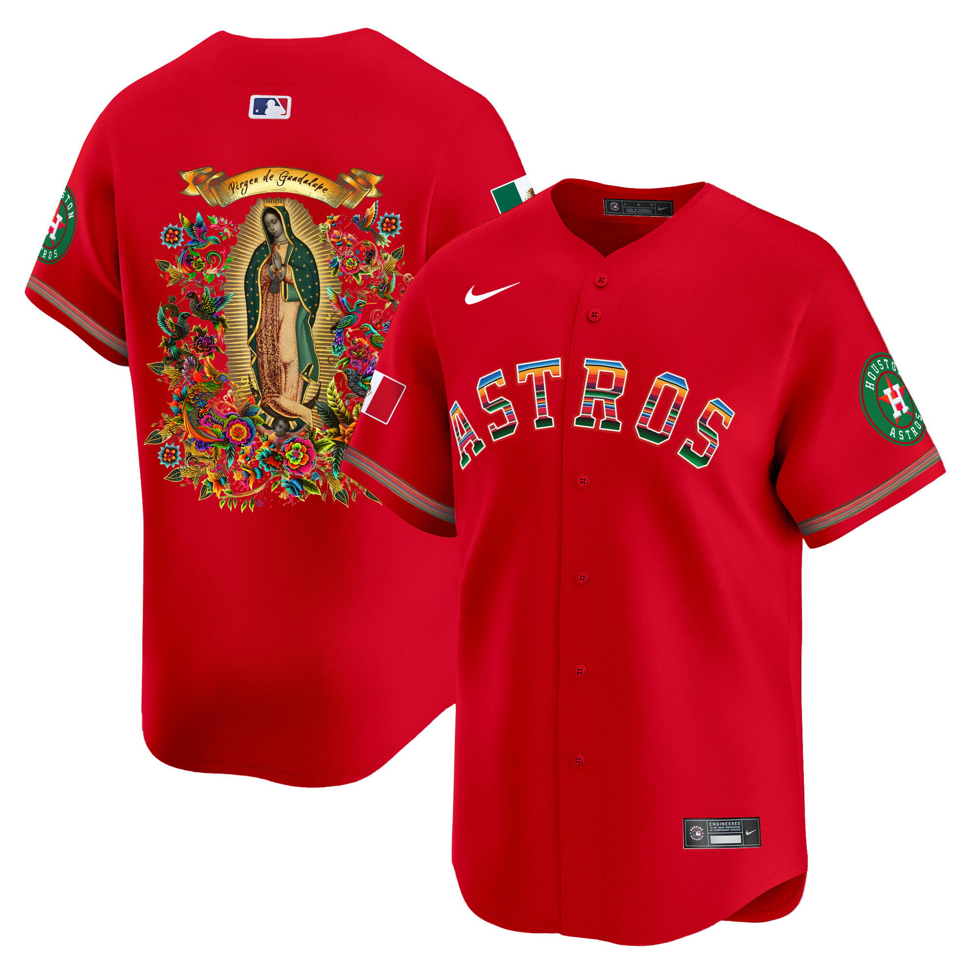 Men Houston Astros Mexico Guadalupe Vapor Premier Limited Red Jersey - Printed