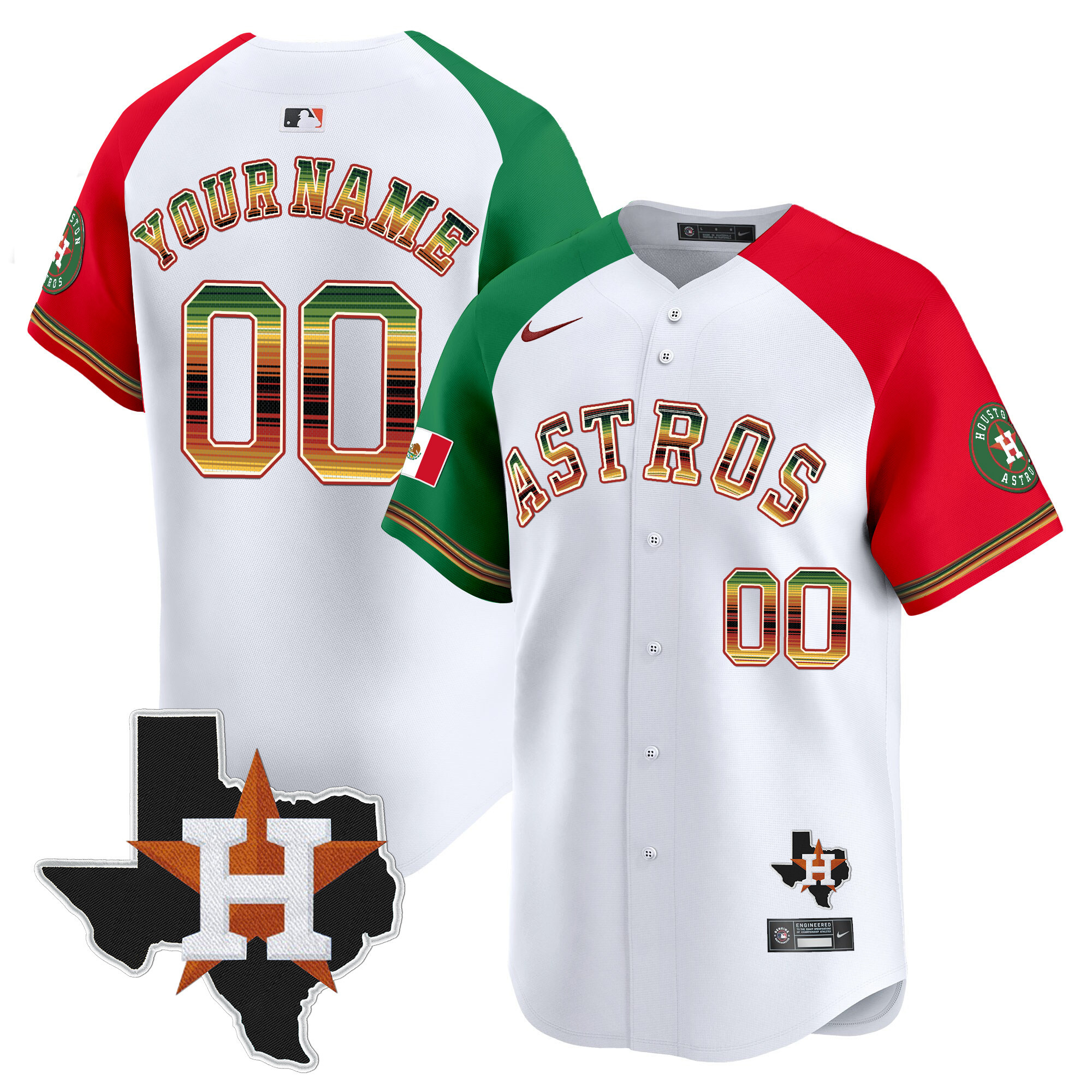 Men Houston Astros Mexico Traditional Style Vapor Premier Limited Custom Alternate Jersey - All Stitched