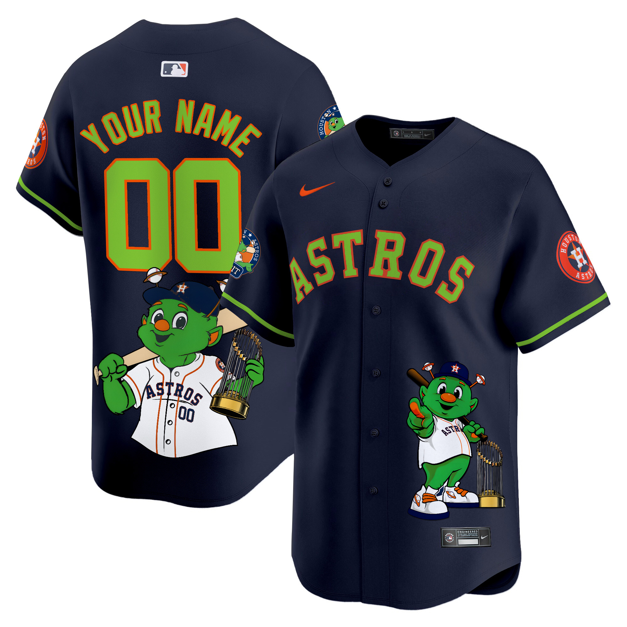 Men Houston Astros Orbit Vapor Premier Limited Custom Navy Jersey - Printed
