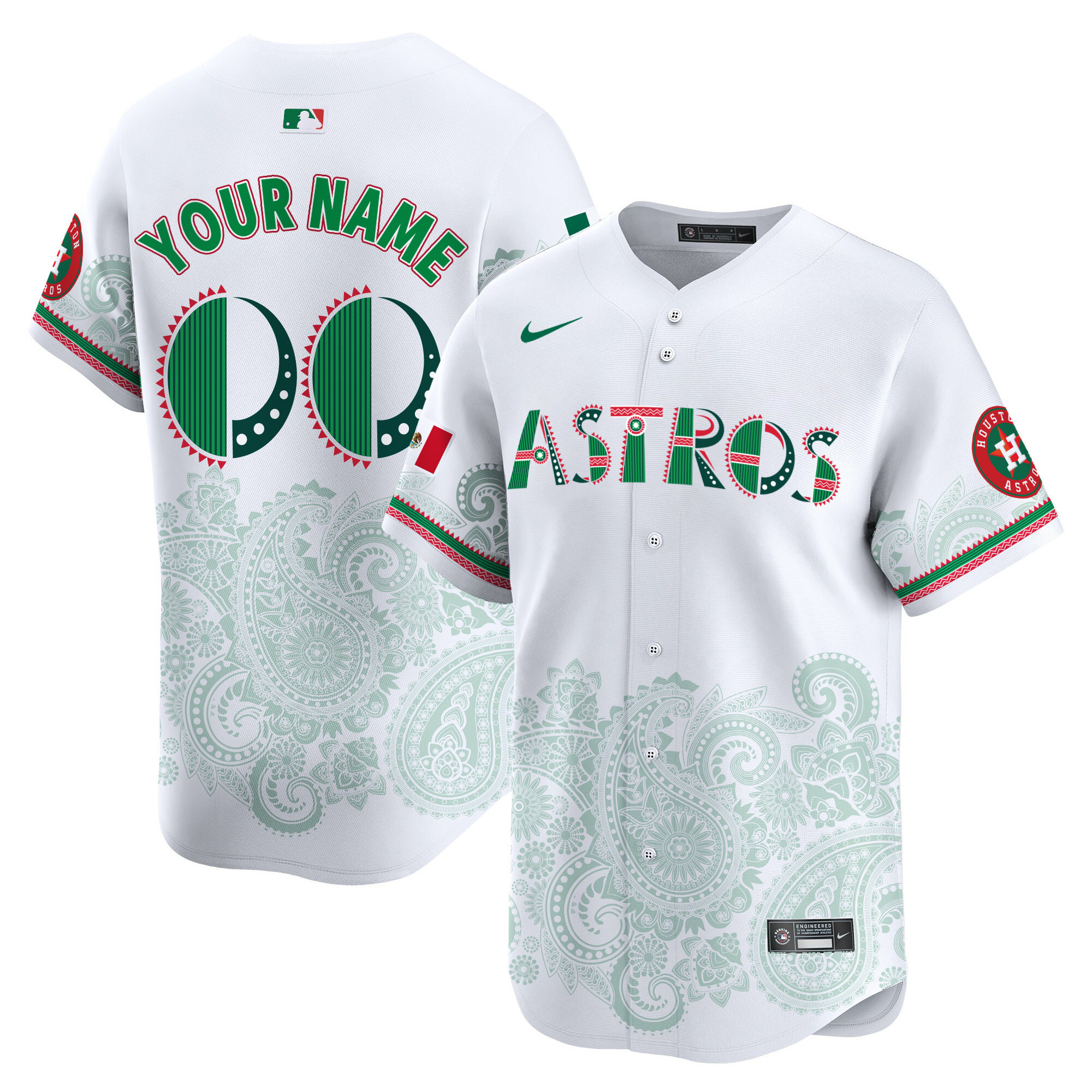 Men Houston Astros Paisley Mexico Vapor Premier Limited Custom White Jersey V2- Printed