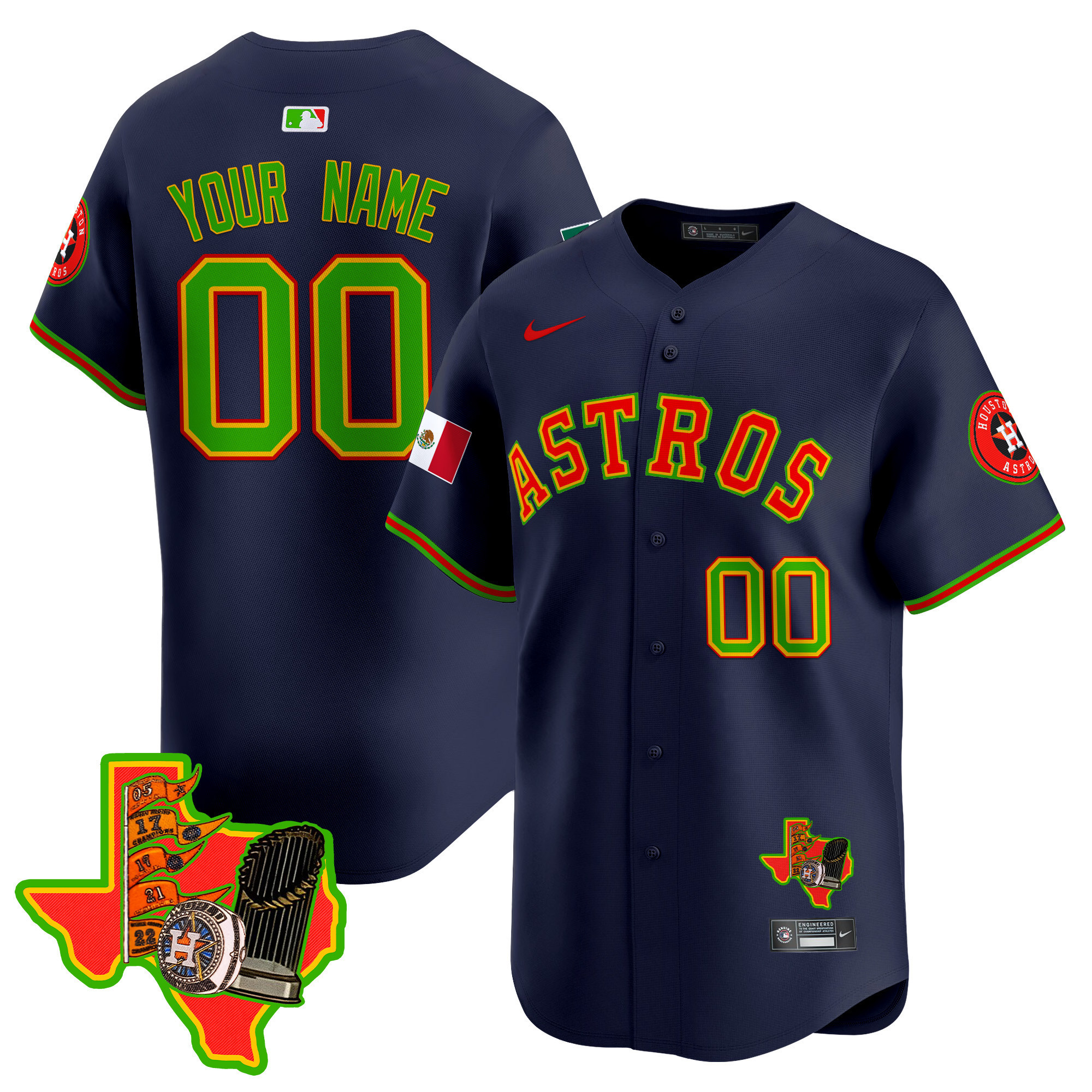 Men Houston Astros The Loteria Vapor Premier Limited Custom Navy Jersey - All Stitched