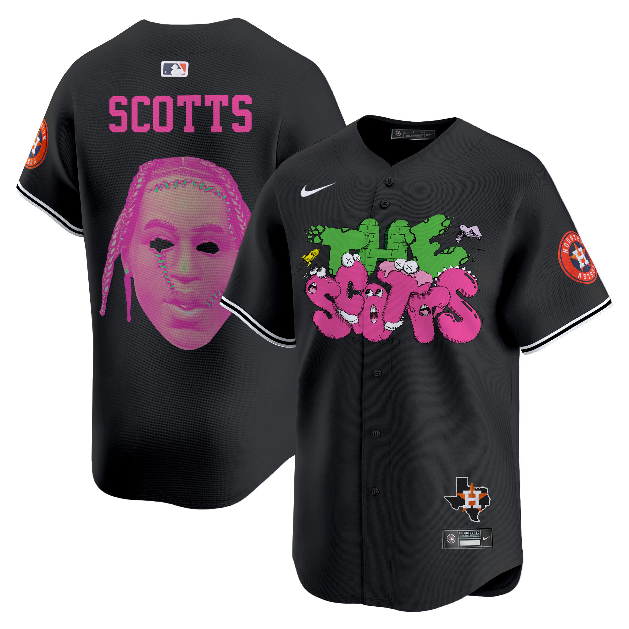 Men Houston Astros Travis Scott Vapor Premier Limited Head Icon Jersey - Printed