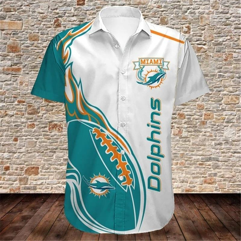 Men is Miami Dolphins Fireball Hawaiian Shirt
