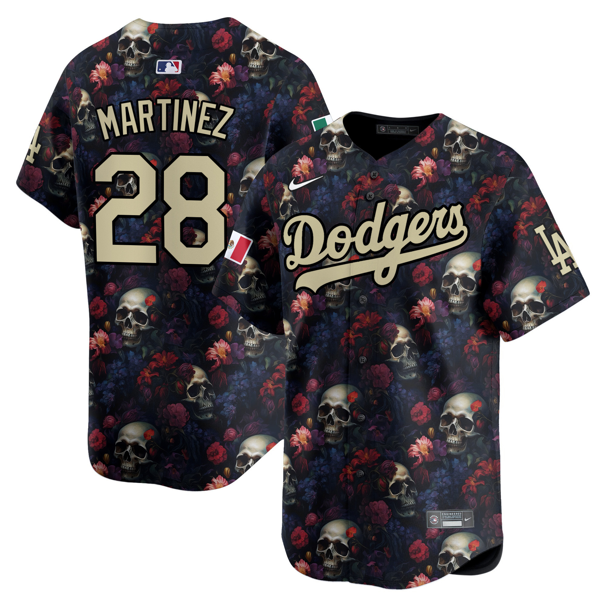 Men J.D. Martinez Los Angeles Dodgers Skull & Roses Vapor Premier Limited Jersey - Printed