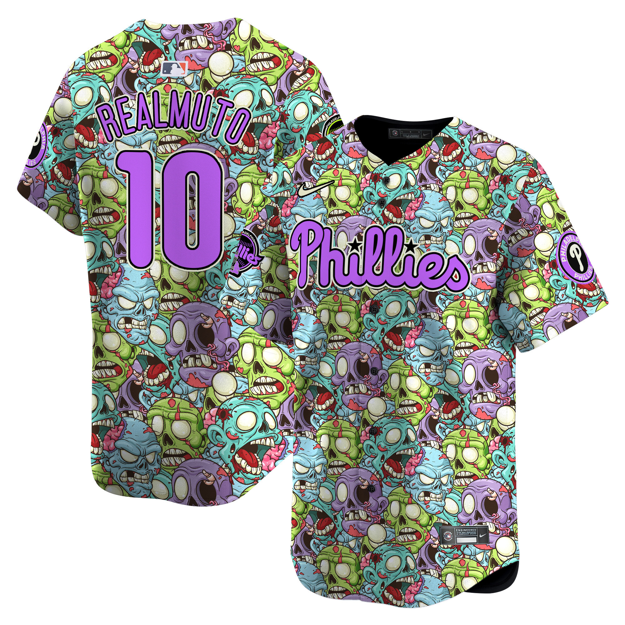 Men J.T.Realmuto Philadelphia Phillies Halloween Horror Vapor Premier Limited Jersey - Printed