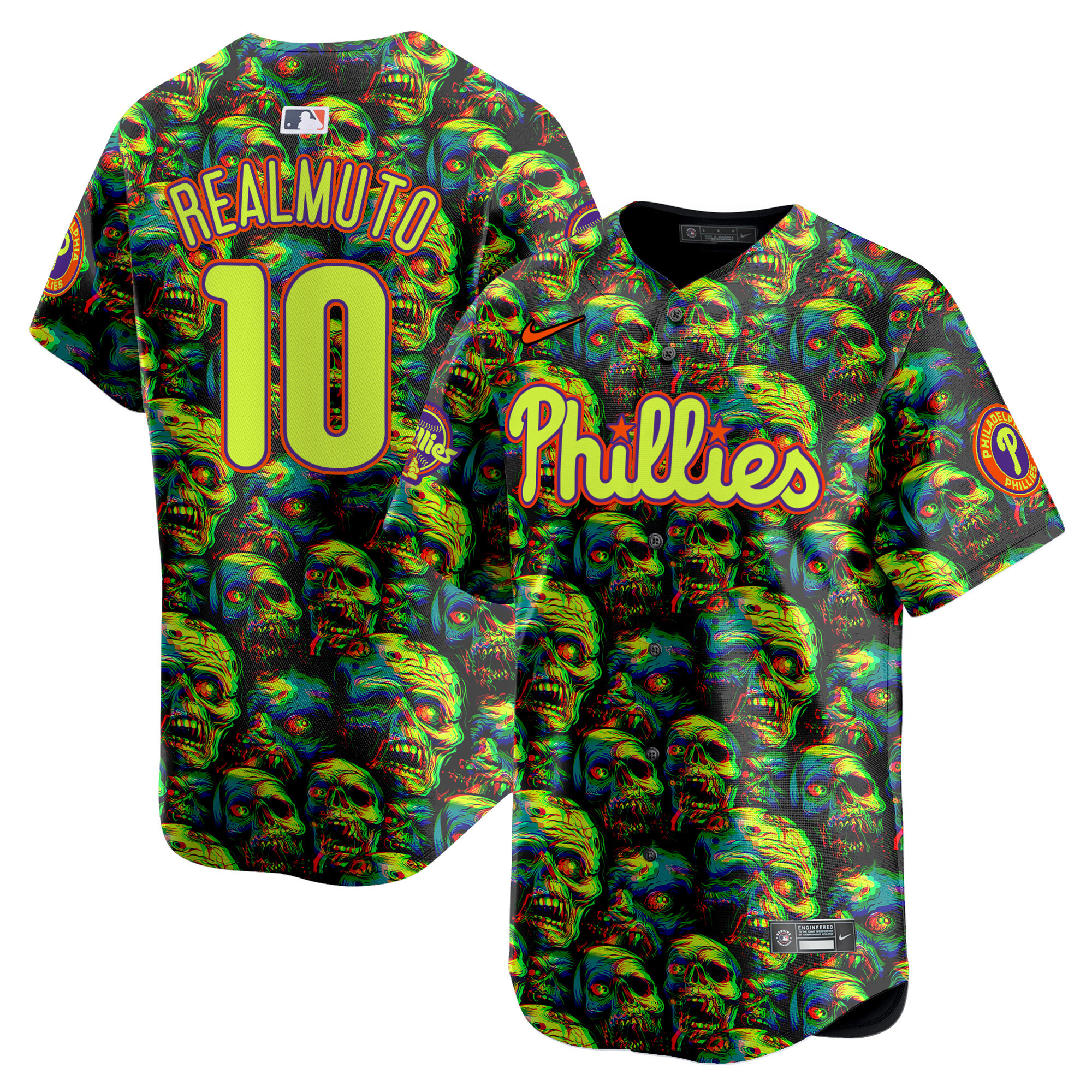 Men J.T.Realmuto Philadelphia Phillies Halloween Zombie Horror Vapor Premier Limited Jersey V1 - Printed