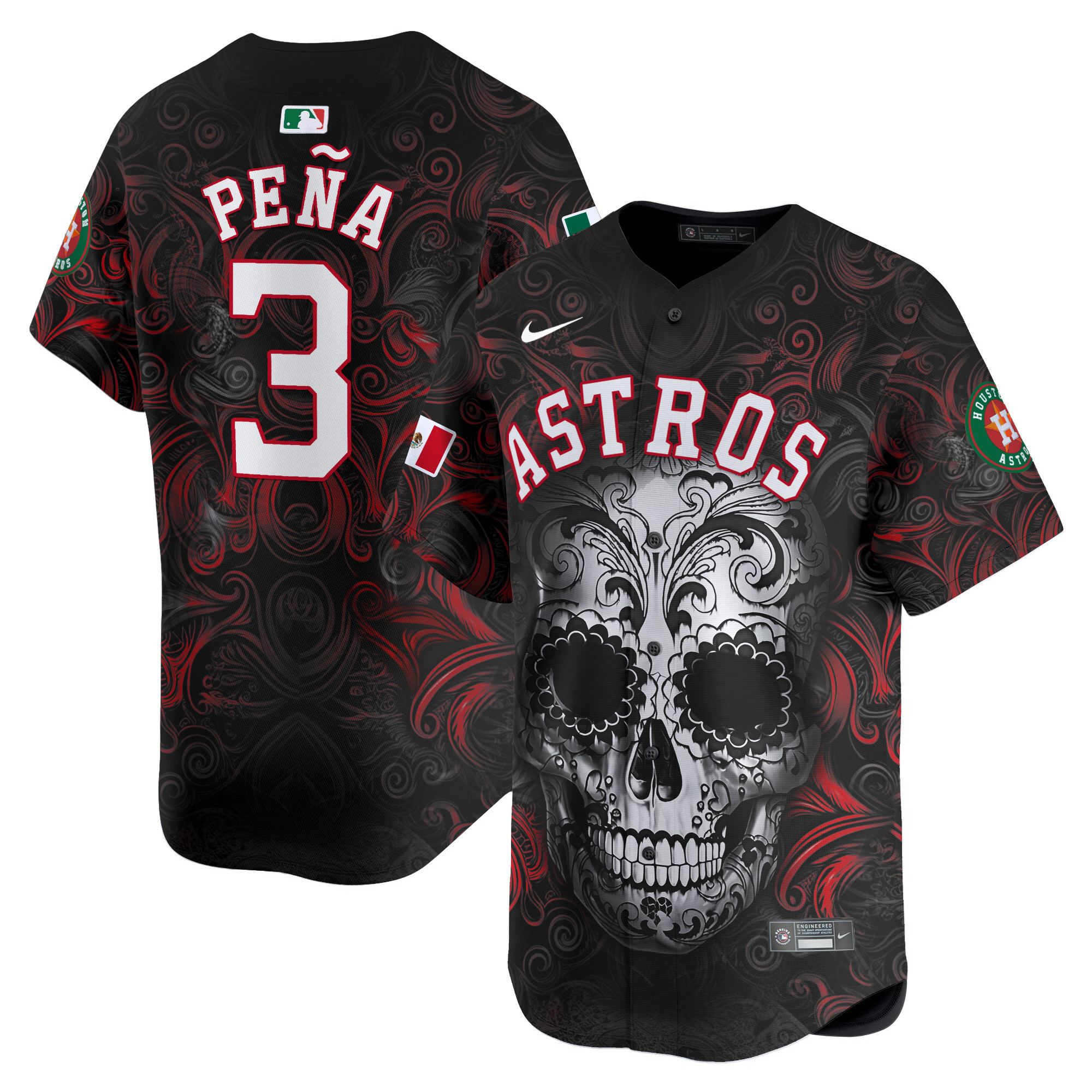 Men Jeremy Pena Houston Astros Mexico Dia de los Muertos Vapor Premier Limited Jersey - Printed
