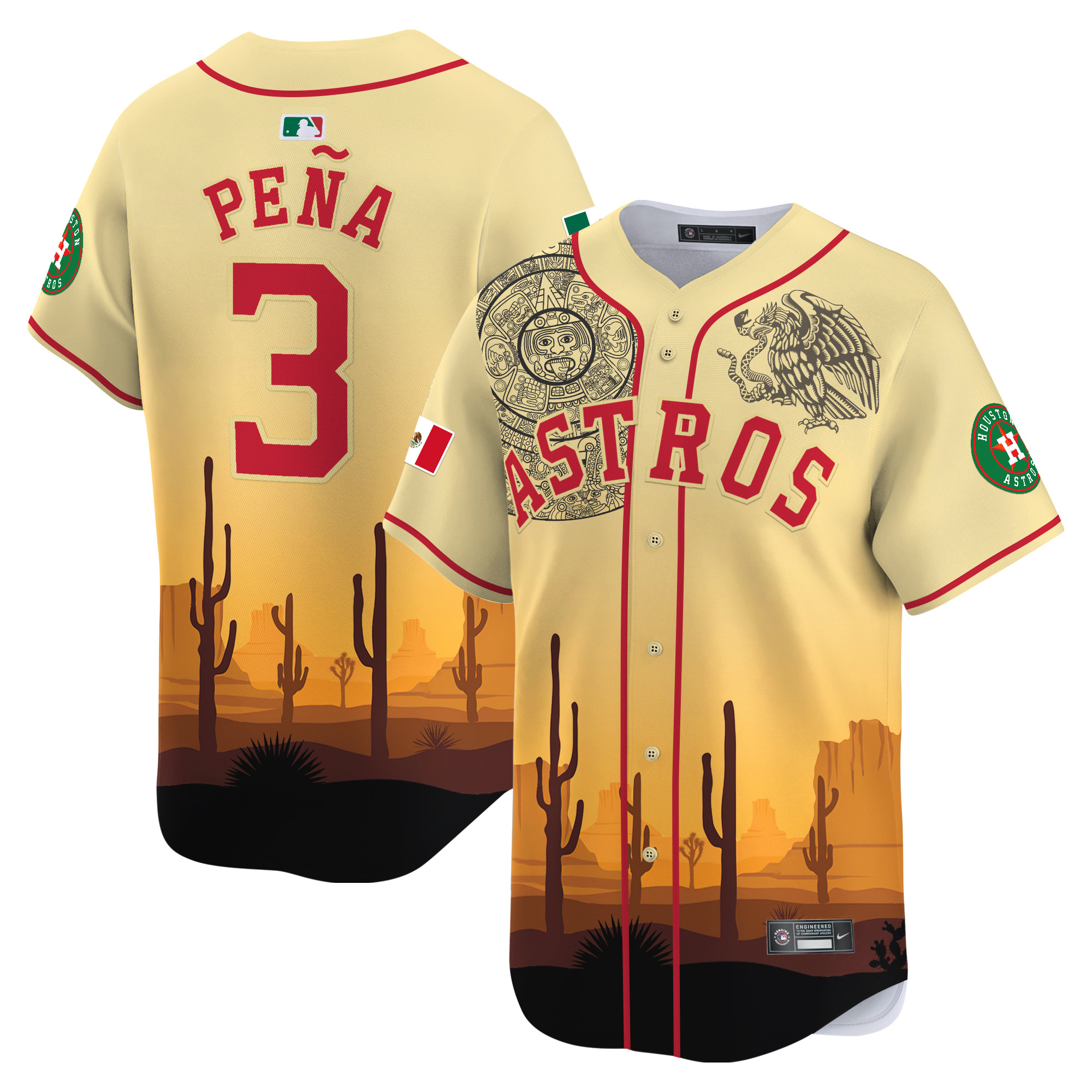 Men Jeremy Pena Houston Astros Mexico Vapor Premier Limited Jersey V4 - Printed